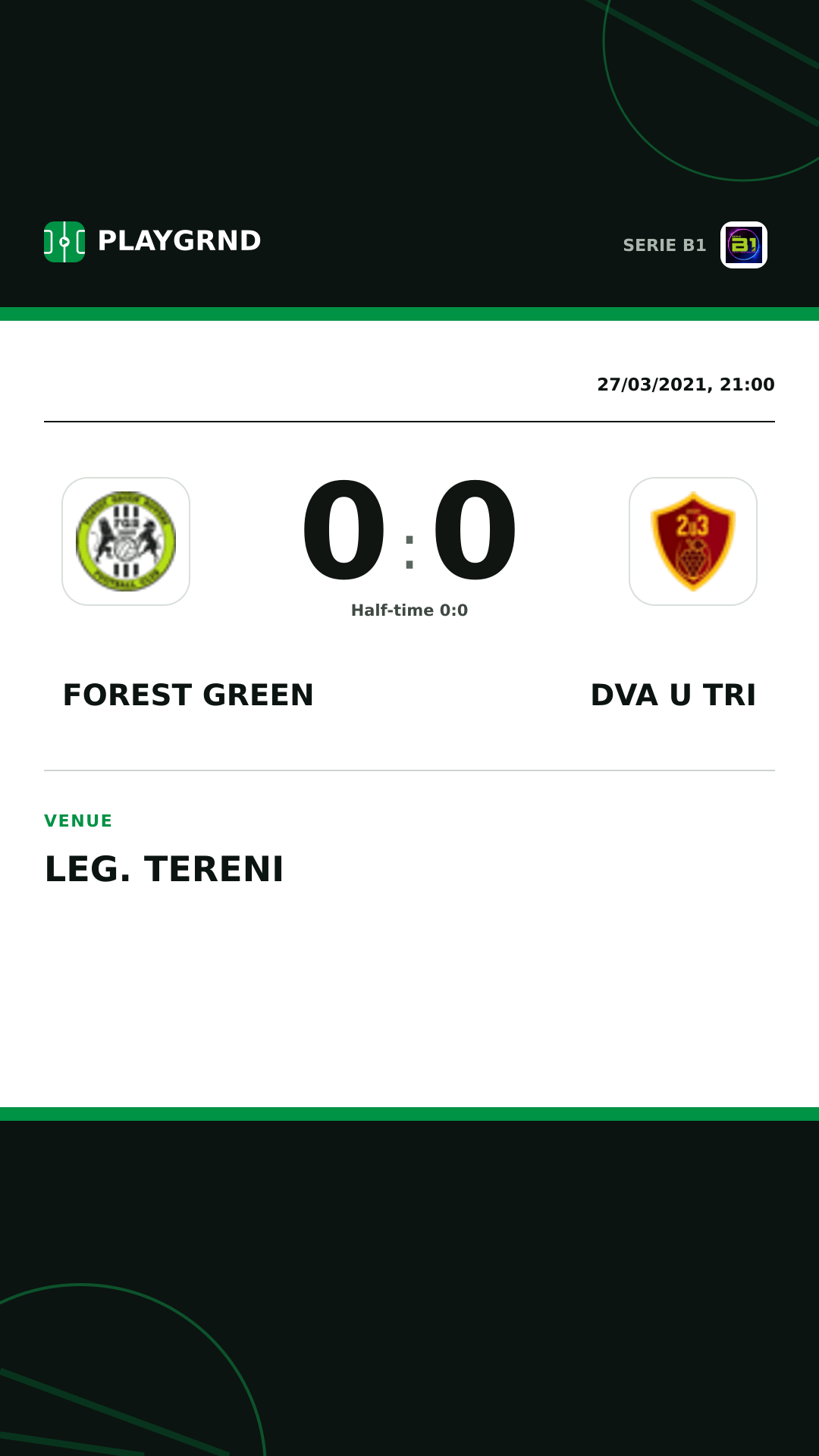 Instagram artwork: Forest Green 0:0 Dva U Tri