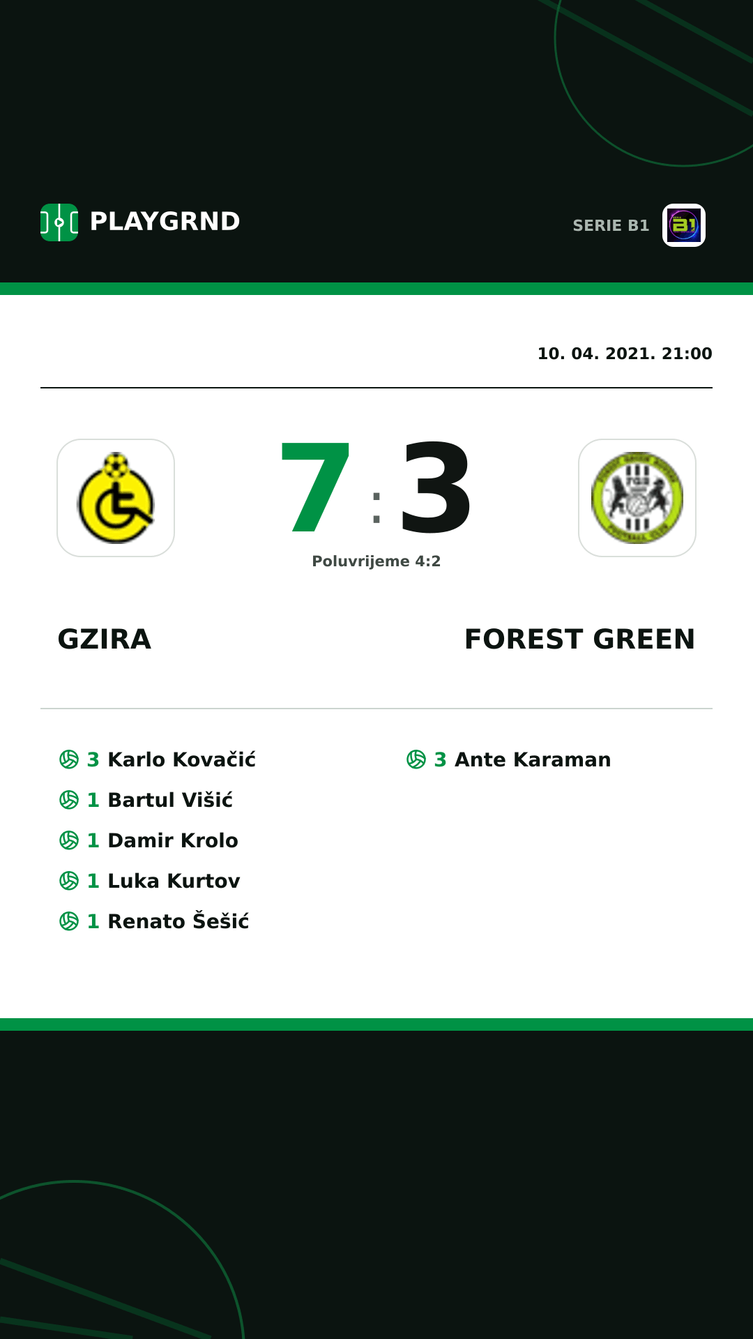 Instagram slika: Gzira 7:3 Forest Green