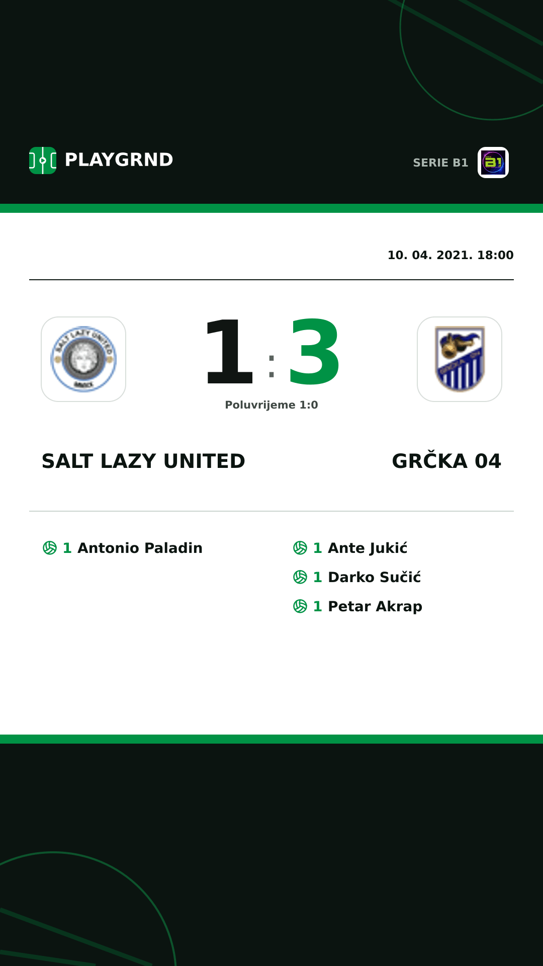 Instagram slika: Salt Lazy United 1:3 Grčka 04