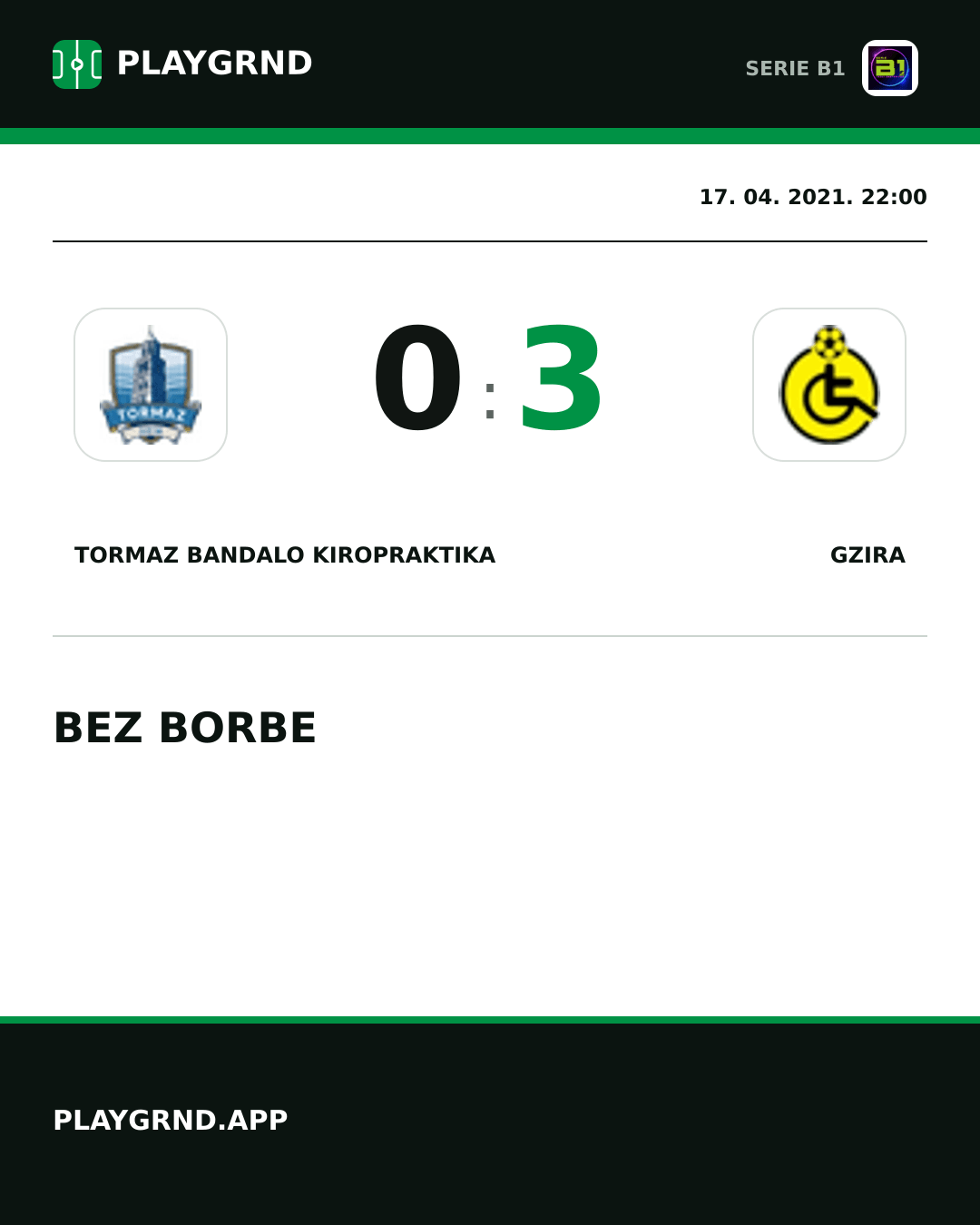 Instagram slika: Tormaz Bandalo Kiropraktika 0:3 Gzira