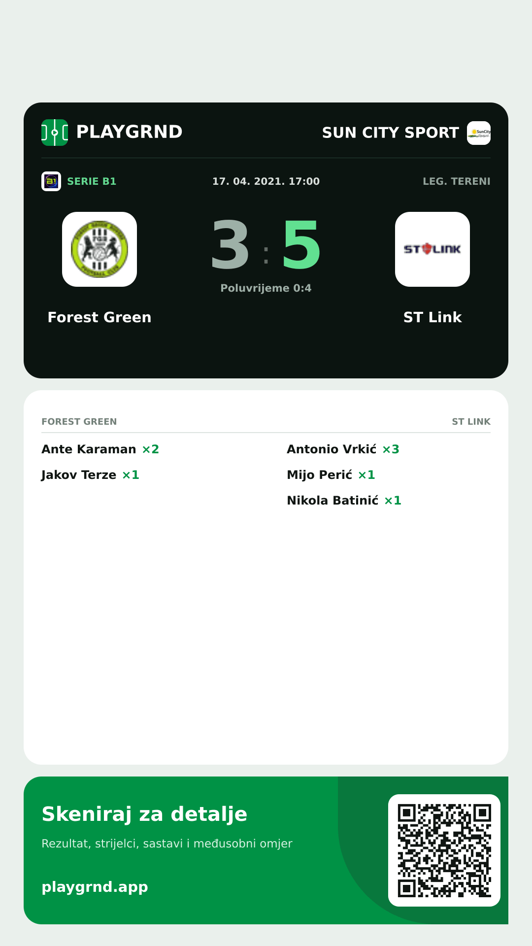 Story slika: Forest Green 3:5 ST Link