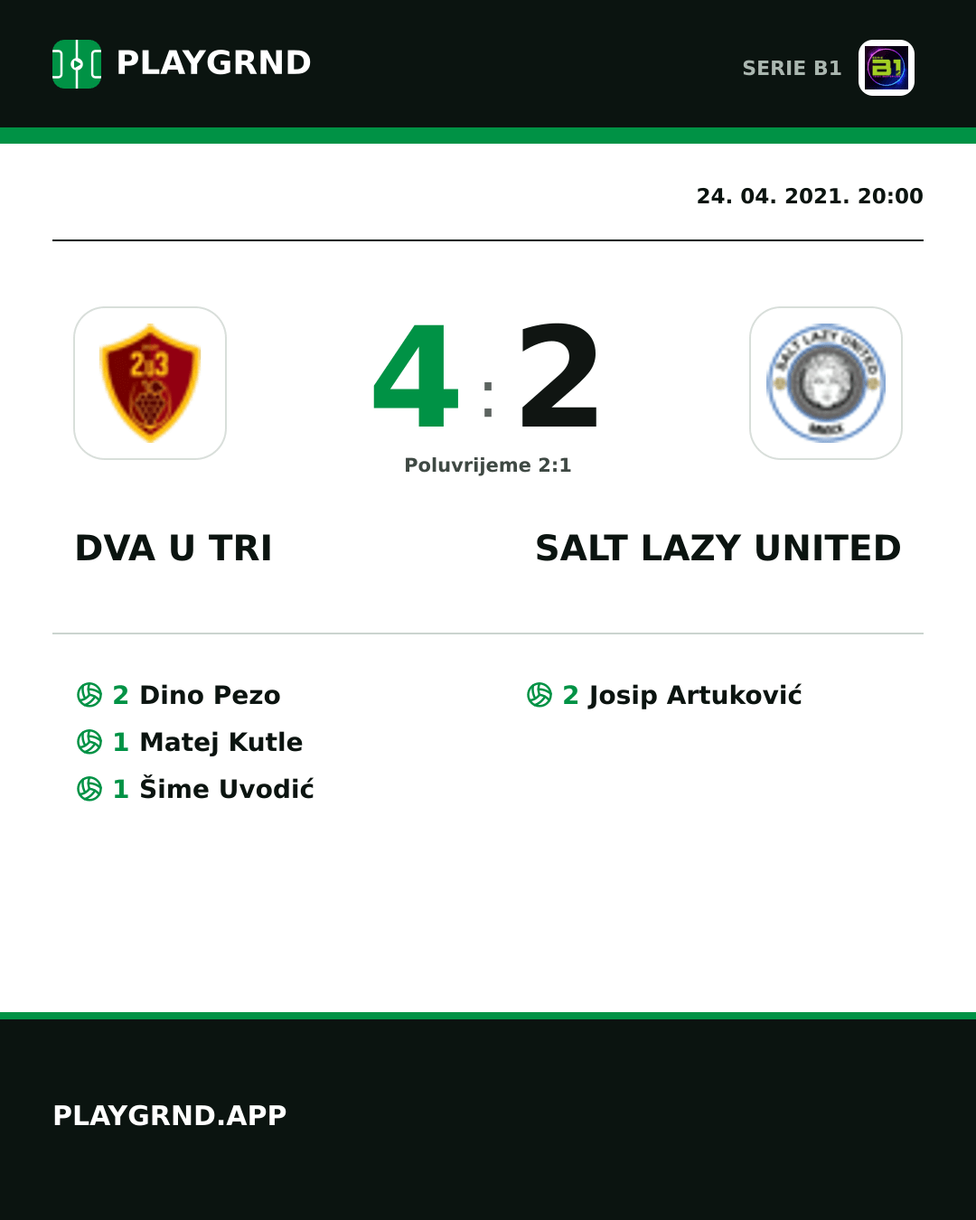 Instagram slika: Dva U Tri 4:2 Salt Lazy United