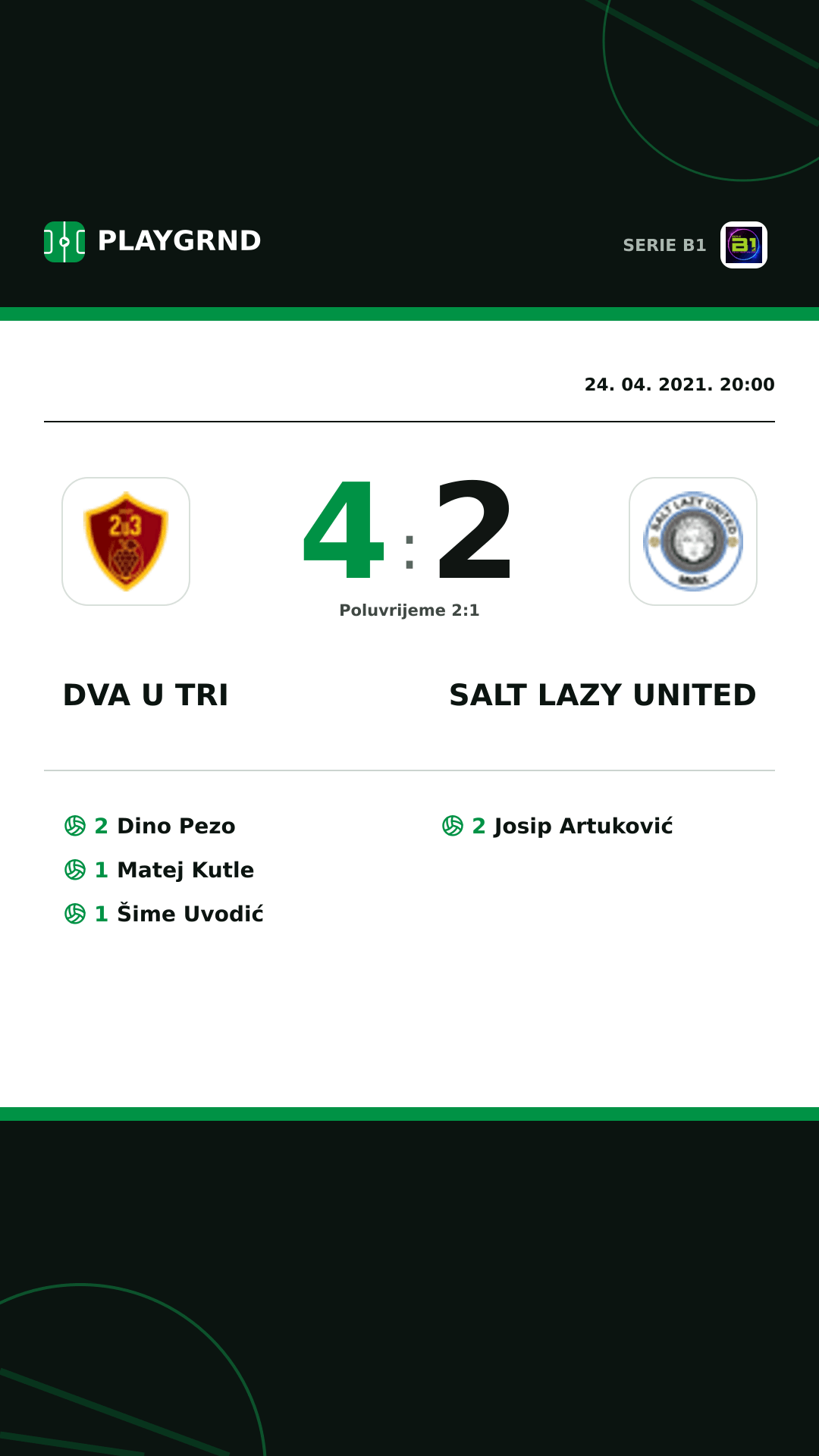 Instagram slika: Dva U Tri 4:2 Salt Lazy United