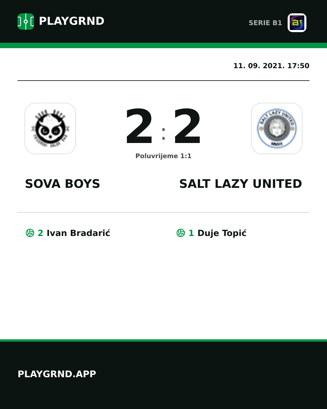 Instagram slika: Sova Boys 2:2 Salt Lazy United