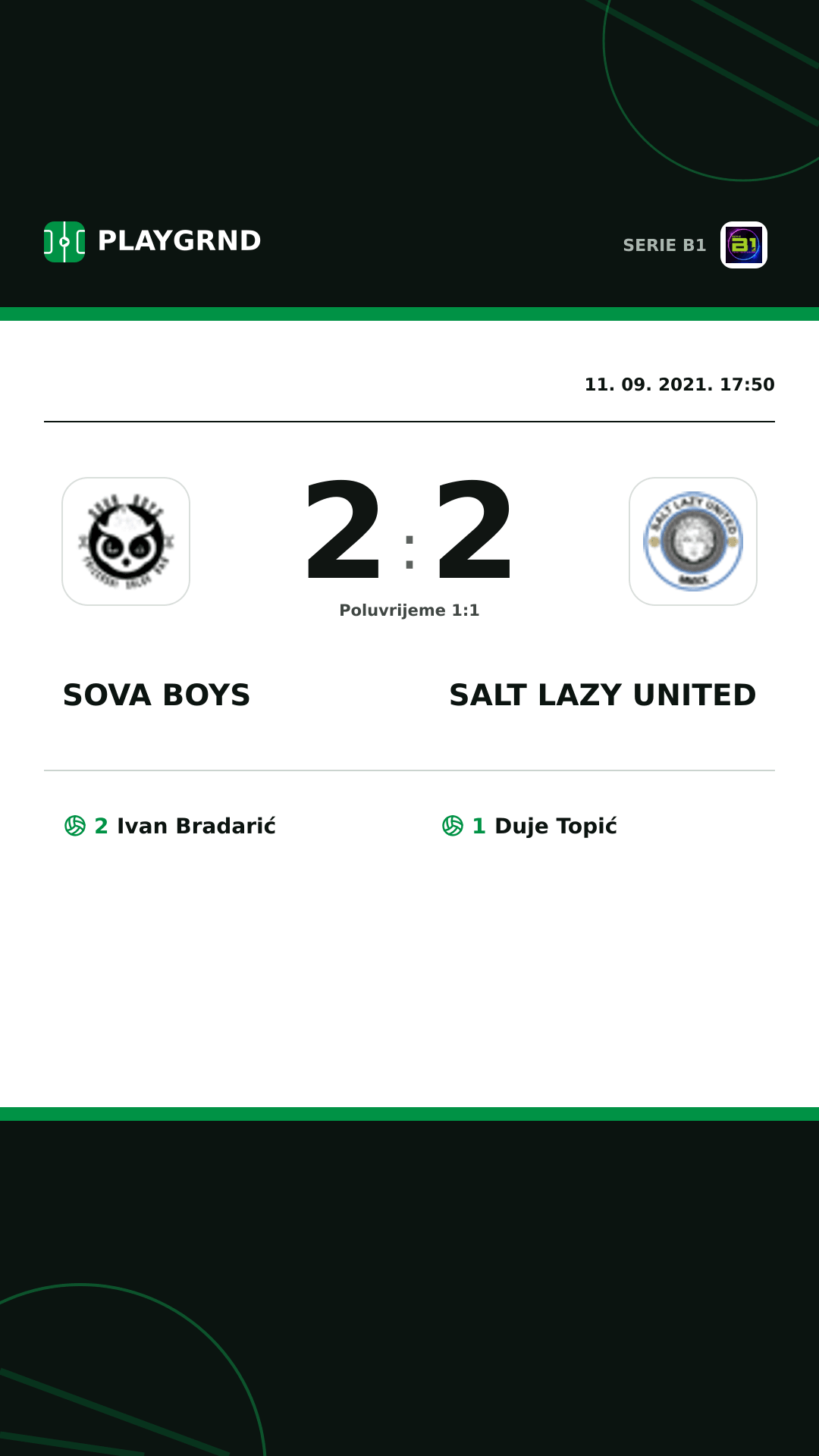 Instagram slika: Sova Boys 2:2 Salt Lazy United