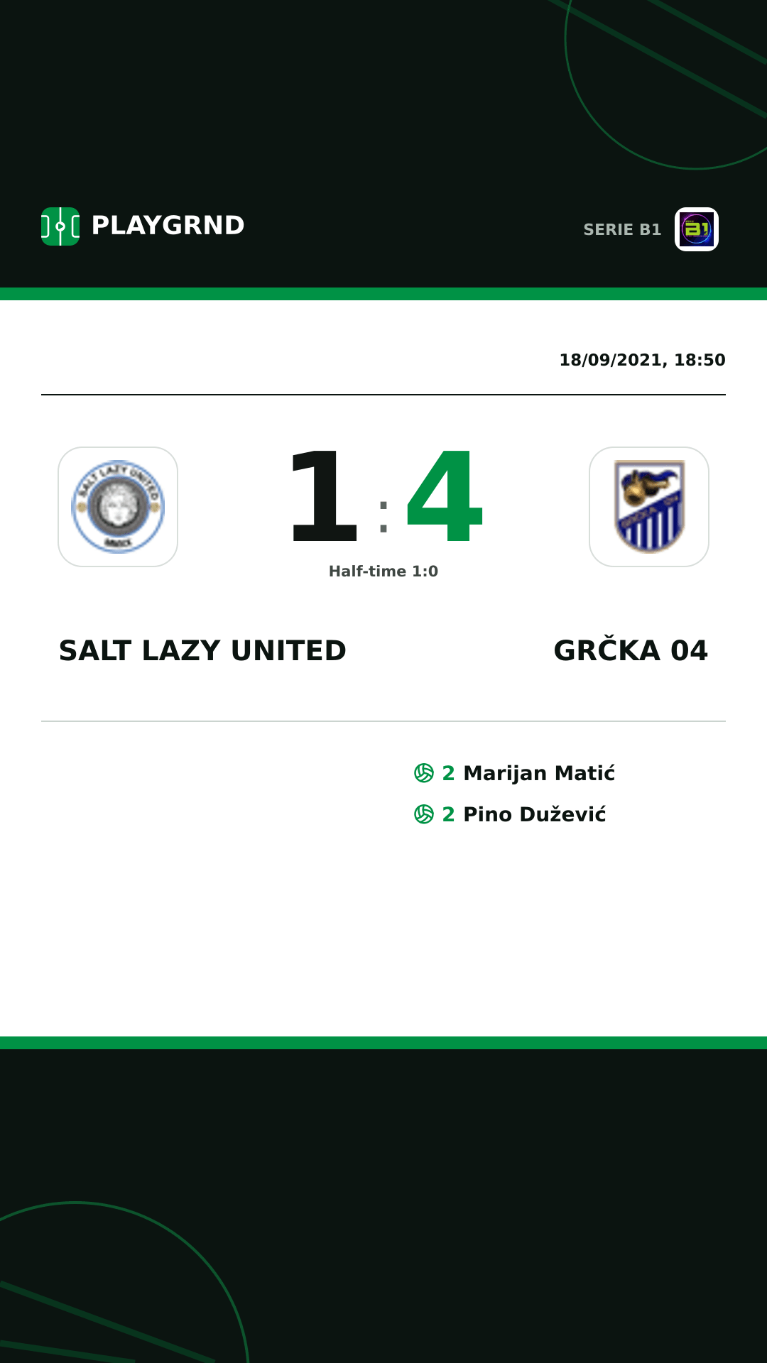 Instagram artwork: Salt Lazy United 1:4 Grčka 04