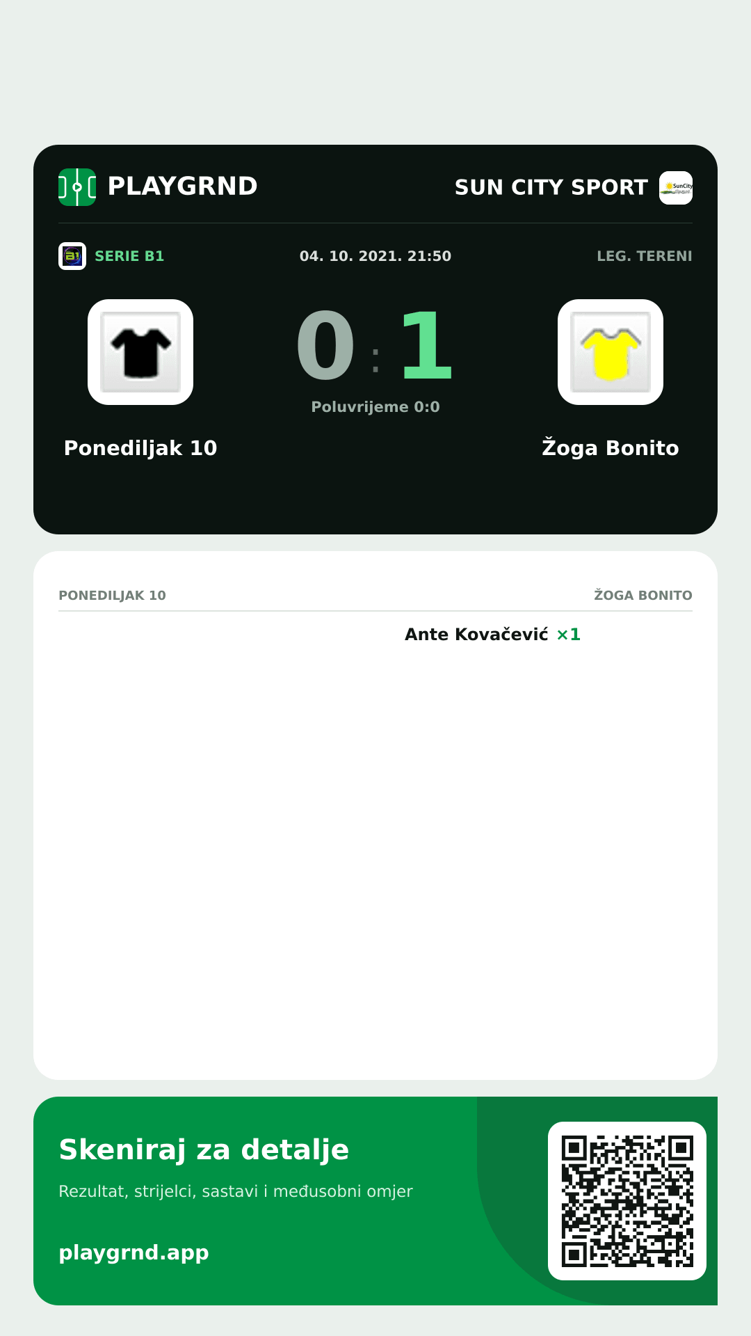 Story slika: Ponediljak 10 0:1 Žoga Bonito