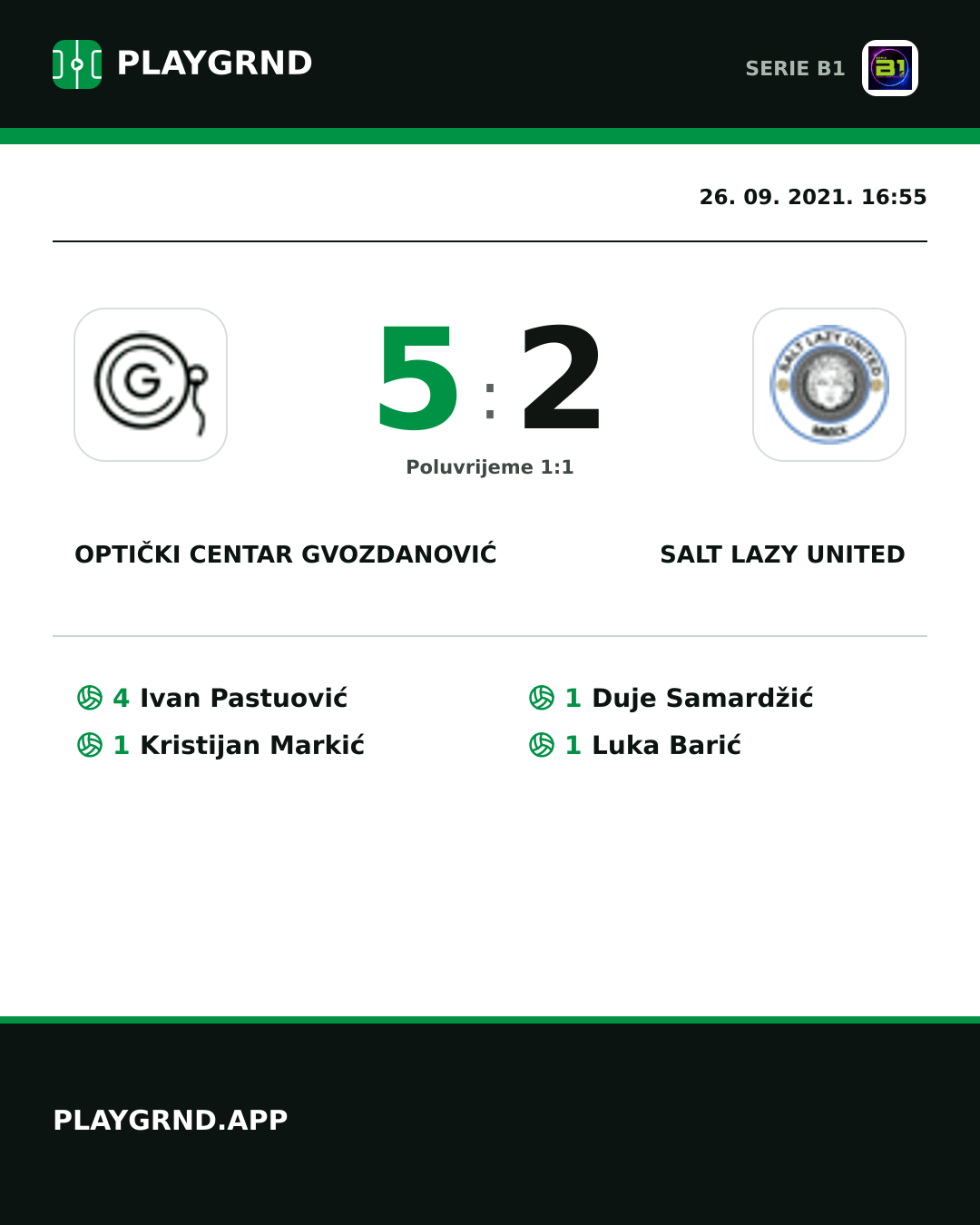 Instagram slika: Optički Centar Gvozdanović 5:2 Salt Lazy United