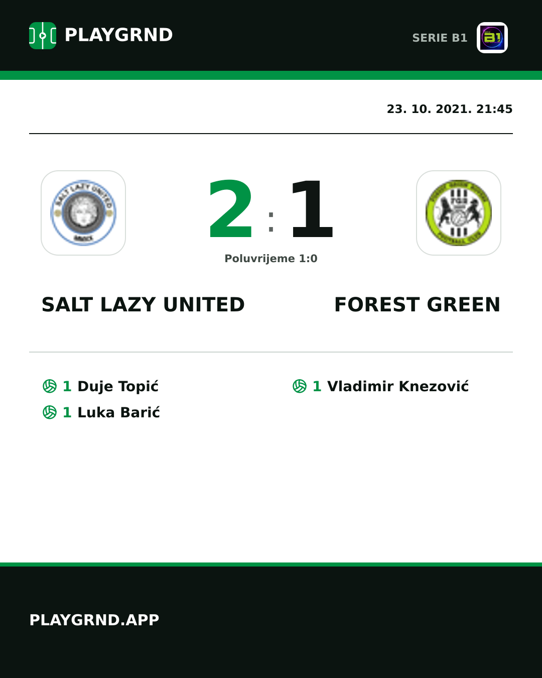 Instagram slika: Salt Lazy United 2:1 Forest Green