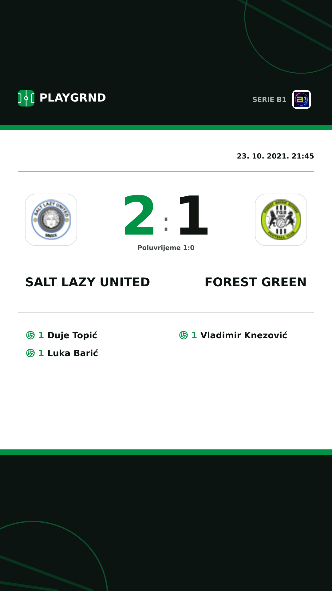 Instagram slika: Salt Lazy United 2:1 Forest Green