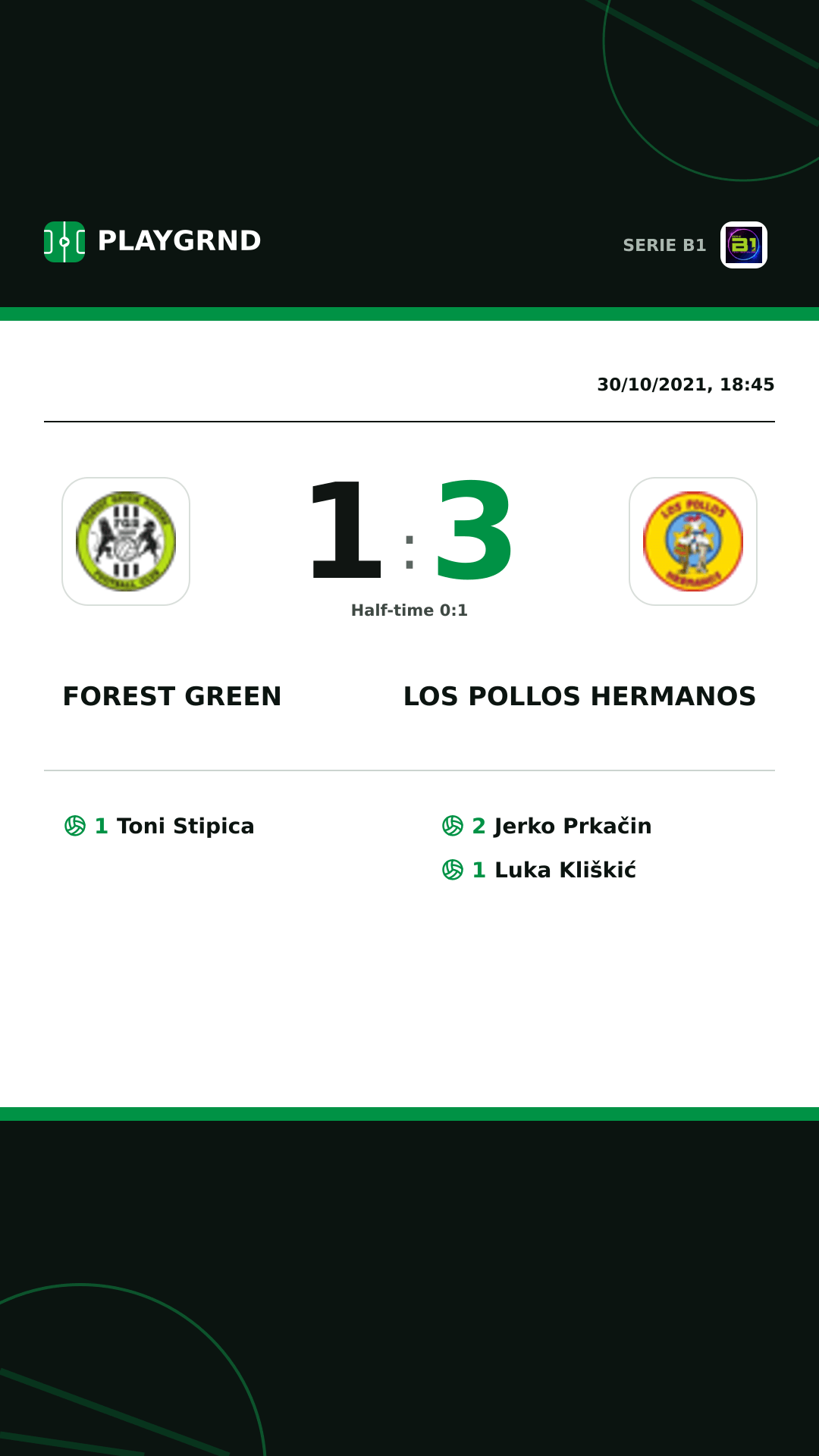 Instagram artwork: Forest Green 1:3 Los Pollos Hermanos