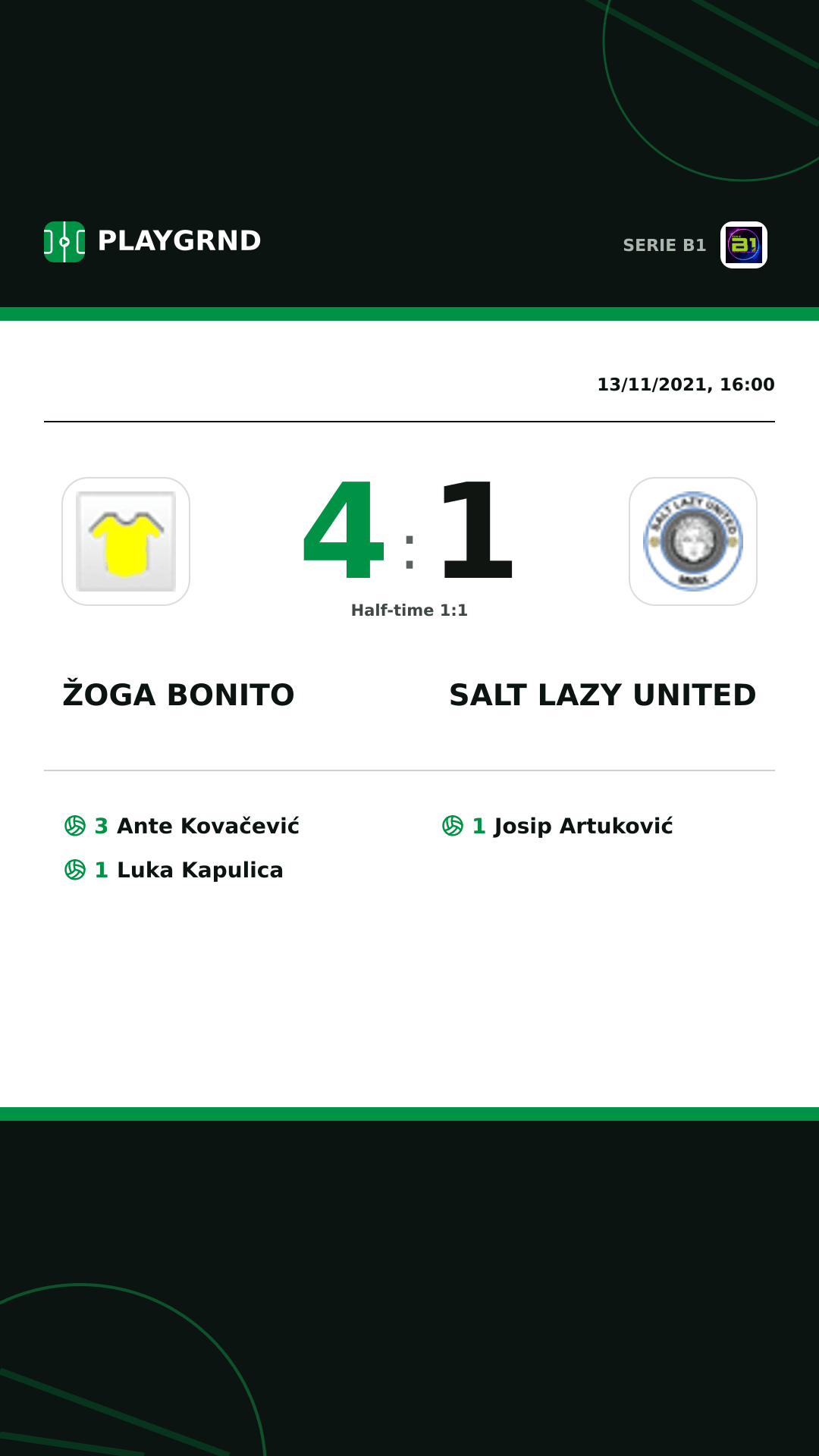 Instagram artwork: Žoga Bonito 4:1 Salt Lazy United