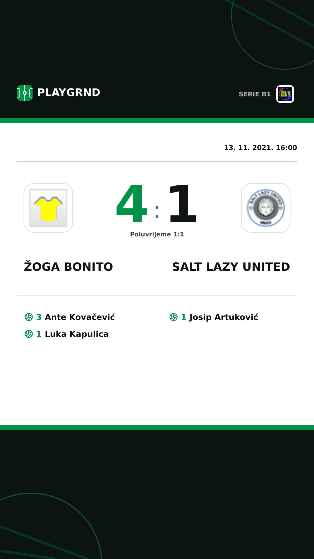 Instagram slika: Žoga Bonito 4:1 Salt Lazy United