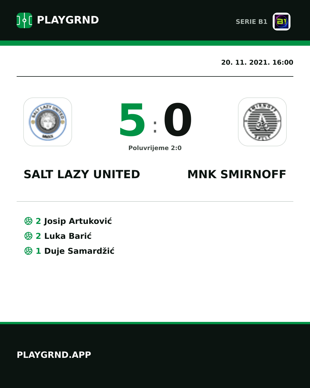 Instagram slika: Salt Lazy United 5:0 Mnk Smirnoff