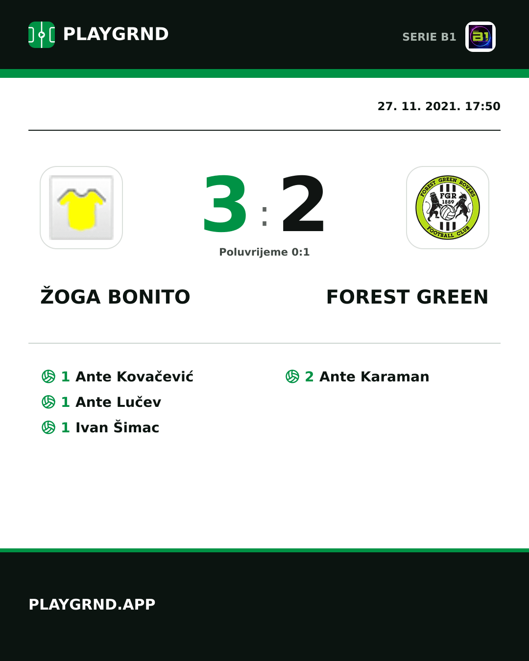 Instagram slika: Žoga Bonito 3:2 Forest Green