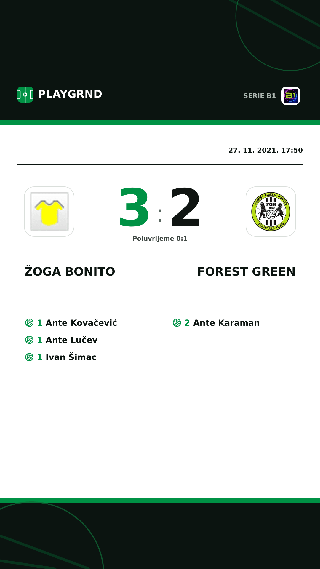 Instagram slika: Žoga Bonito 3:2 Forest Green