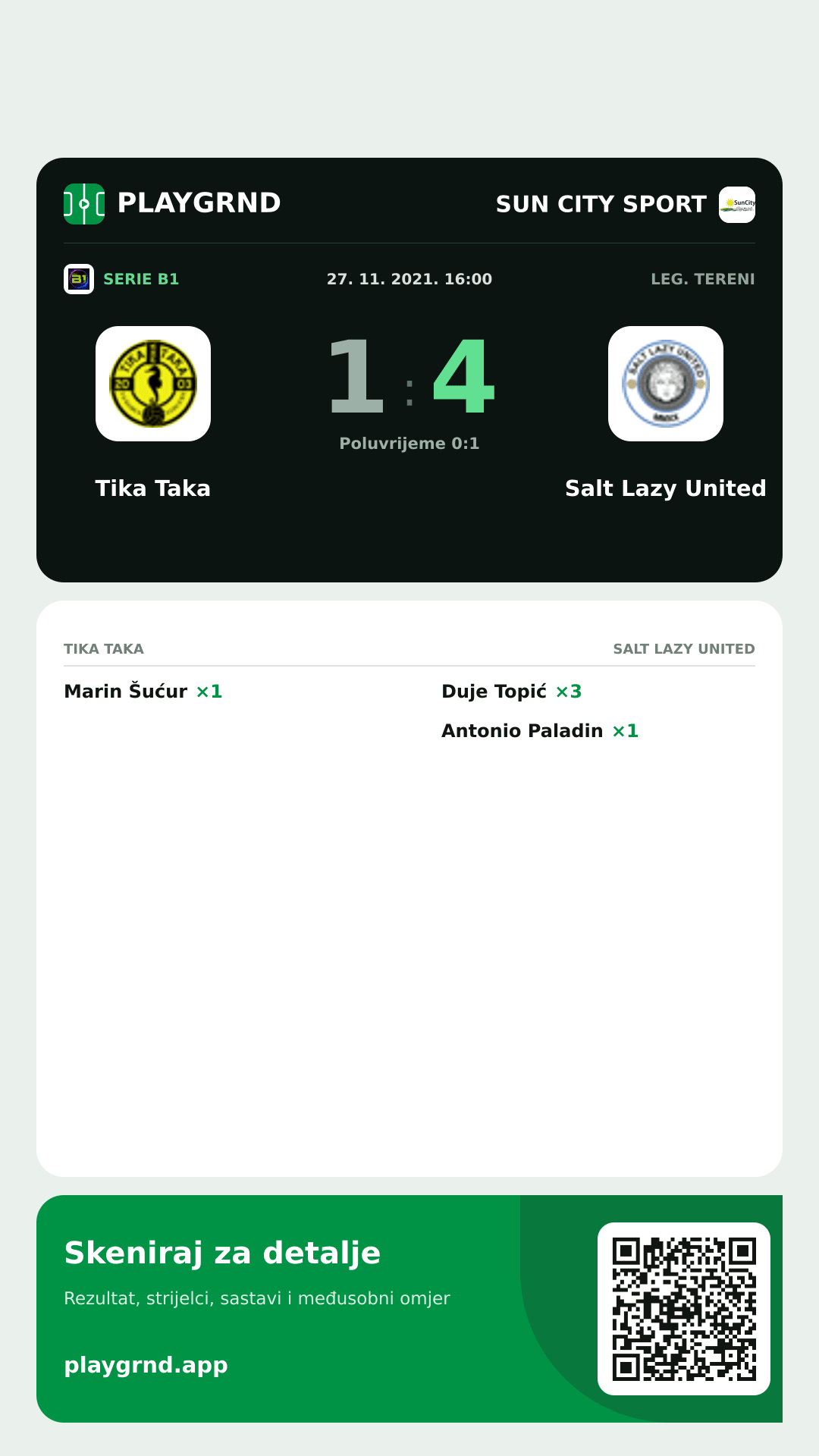 Story slika: Tika Taka 1:4 Salt Lazy United