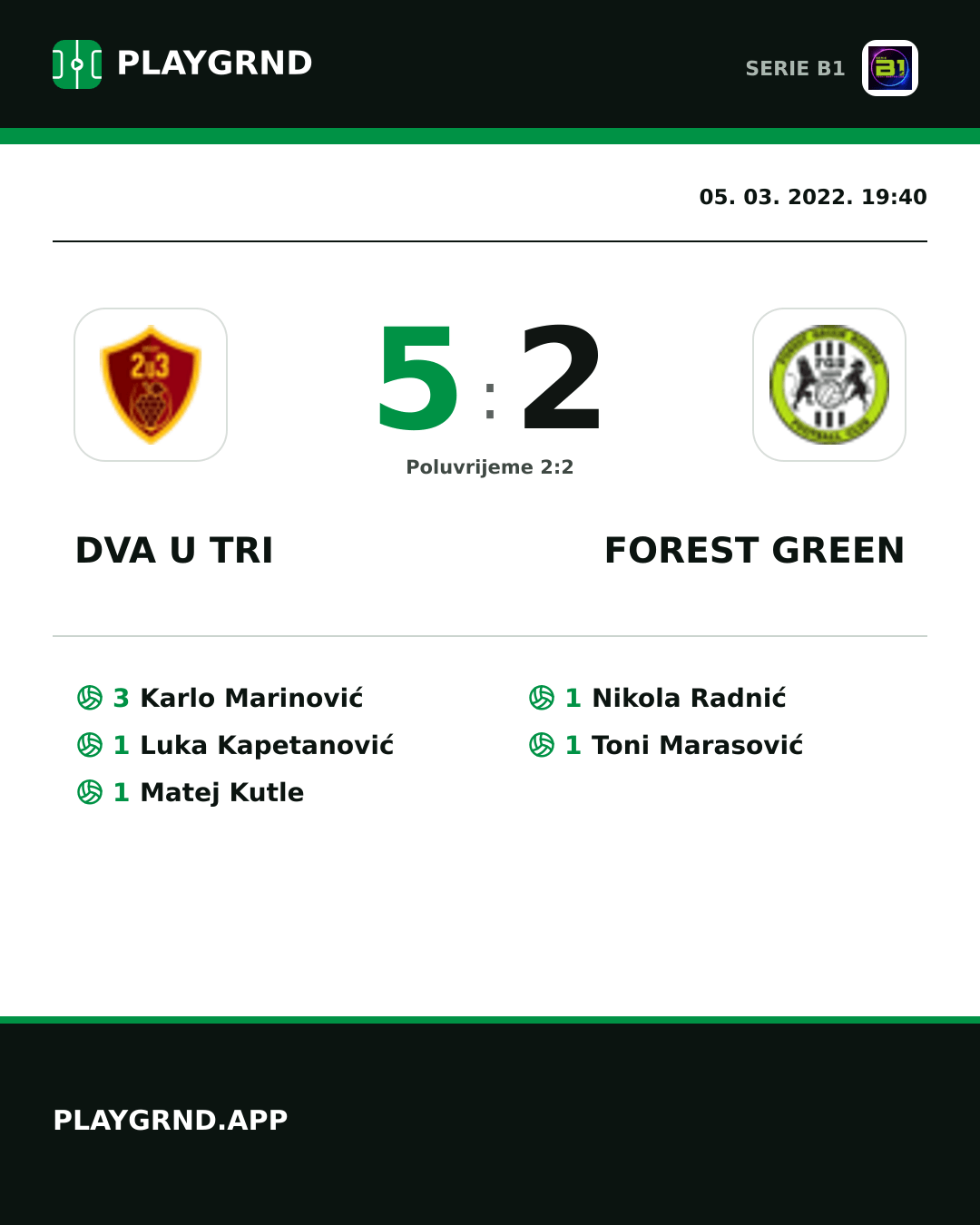 Instagram slika: Dva U Tri 5:2 Forest Green