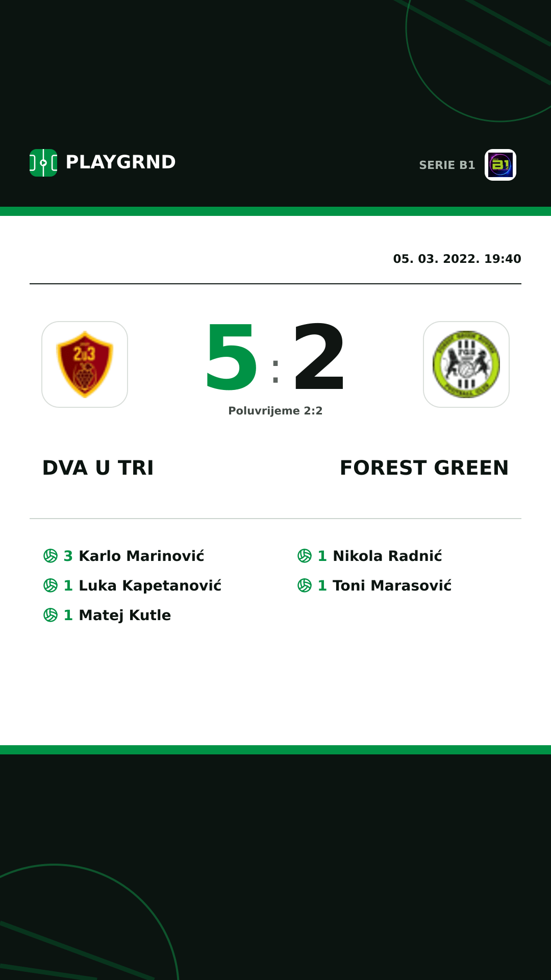 Instagram slika: Dva U Tri 5:2 Forest Green