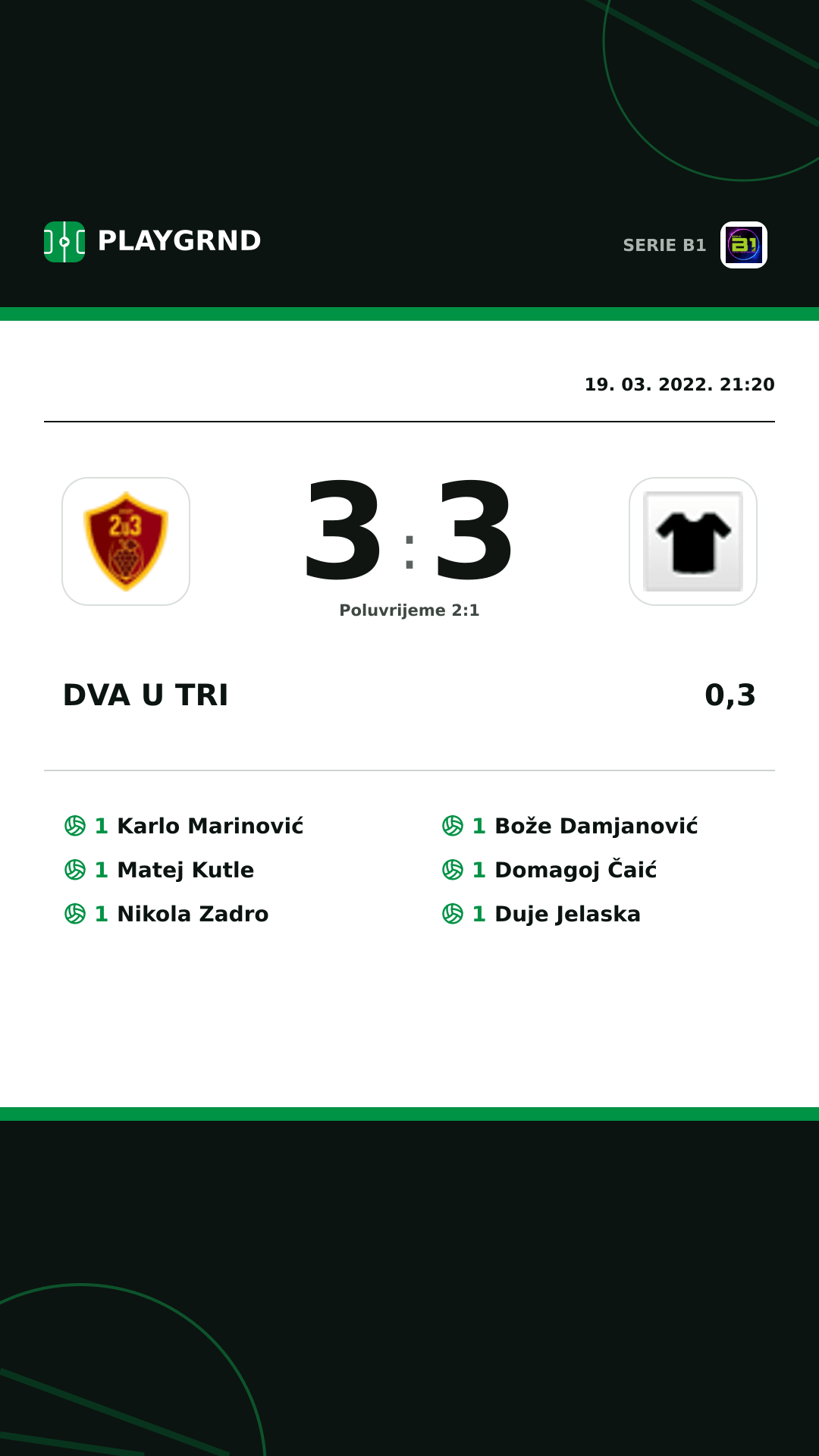 Instagram slika: Dva U Tri 3:3 0,3