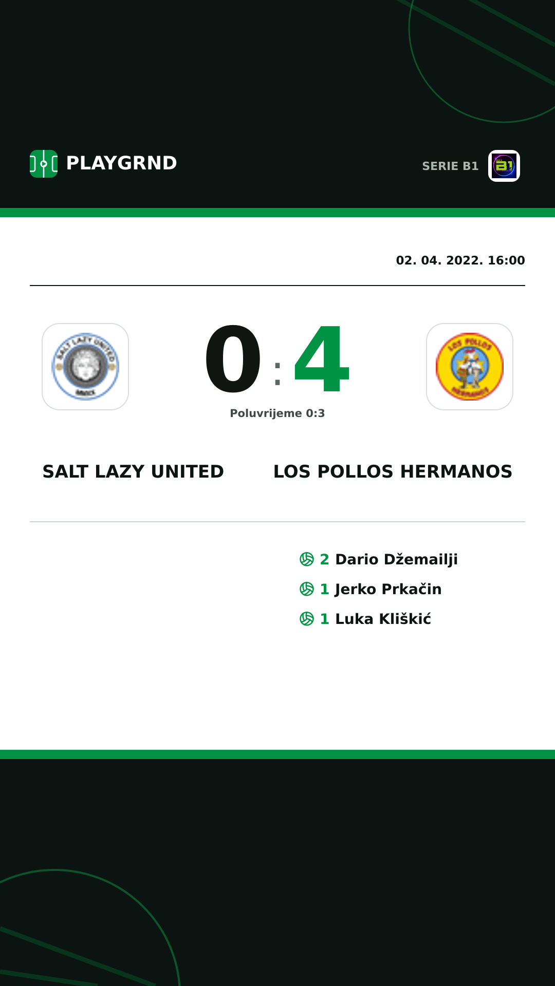 Instagram slika: Salt Lazy United 0:4 Los Pollos Hermanos