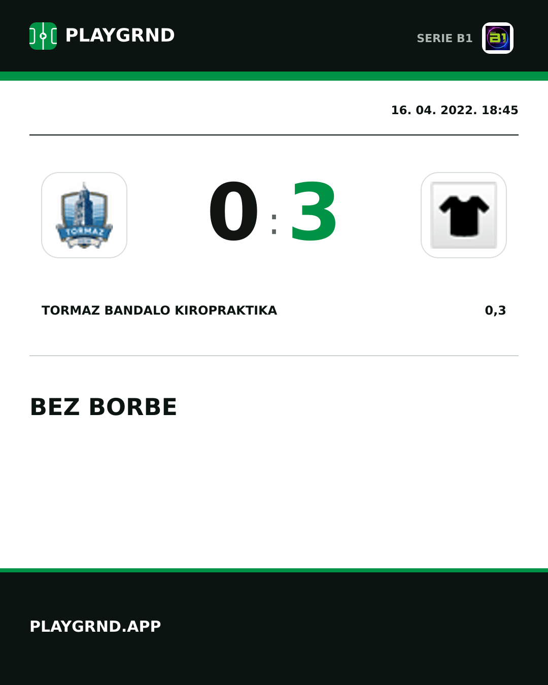 Instagram slika: Tormaz Bandalo Kiropraktika 0:3 0,3