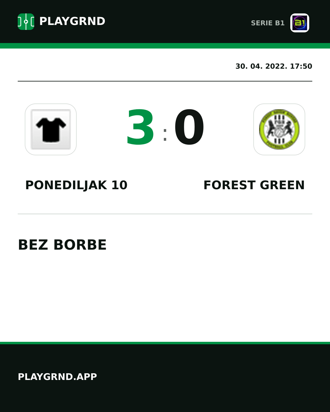 Instagram slika: Ponediljak 10 3:0 Forest Green