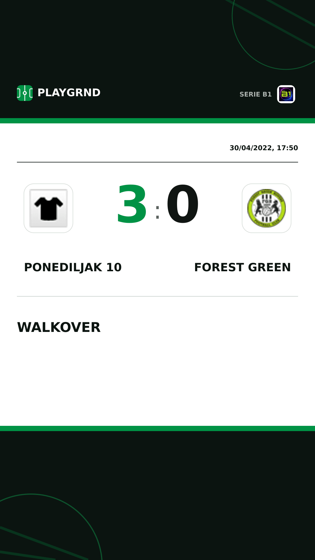 Instagram artwork: Ponediljak 10 3:0 Forest Green