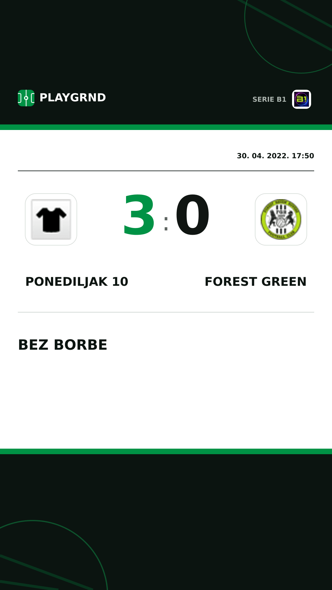 Instagram slika: Ponediljak 10 3:0 Forest Green