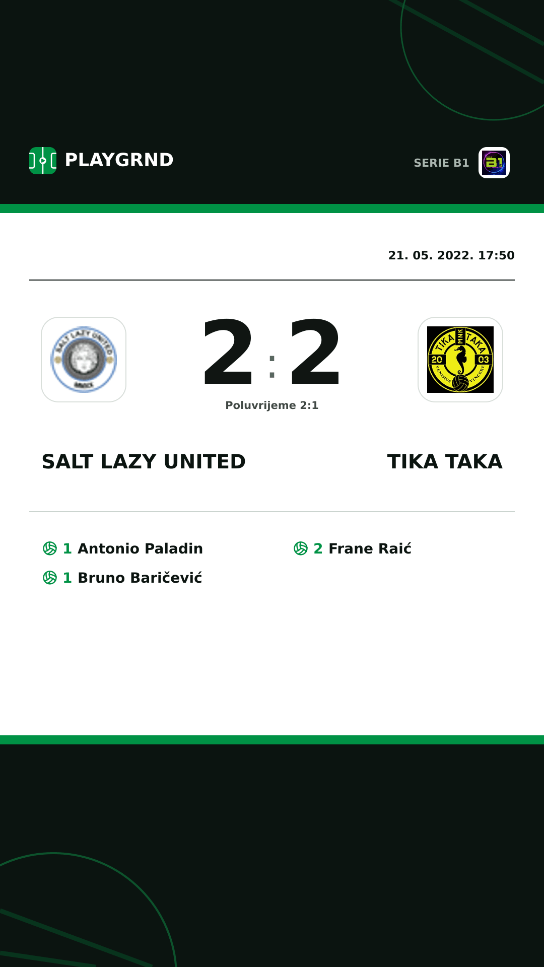 Instagram slika: Salt Lazy United 2:2 Tika Taka