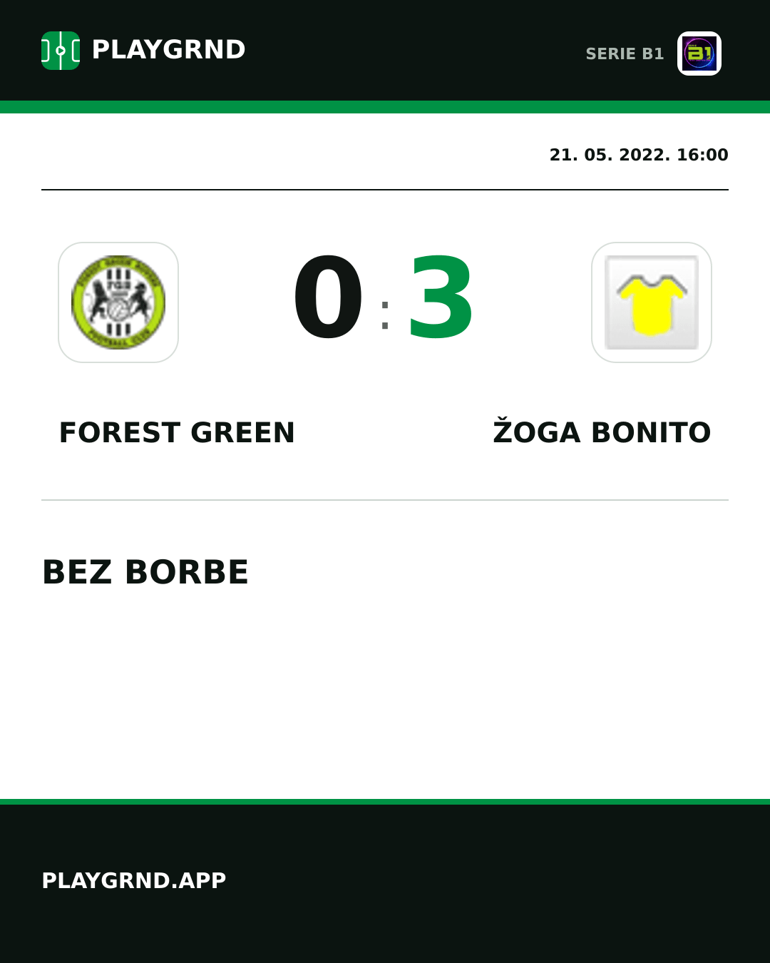 Instagram slika: Forest Green 0:3 Žoga Bonito