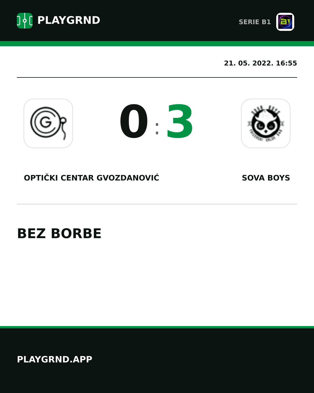 Instagram slika: Optički Centar Gvozdanović 0:3 Sova Boys