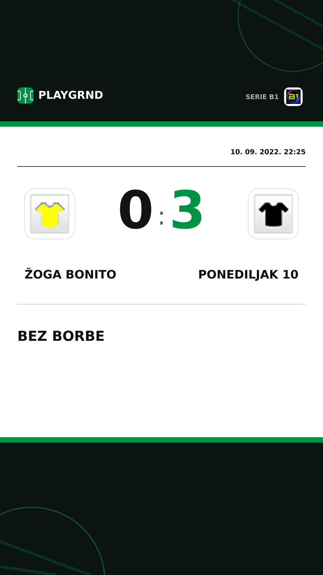 Instagram slika: Žoga Bonito 0:3 Ponediljak 10