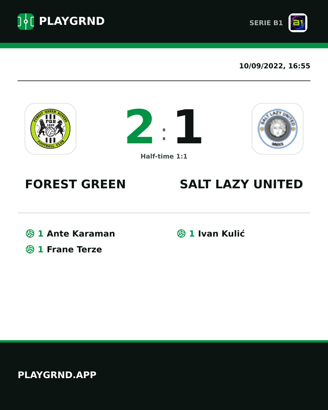 Instagram artwork: Forest Green 2:1 Salt Lazy United