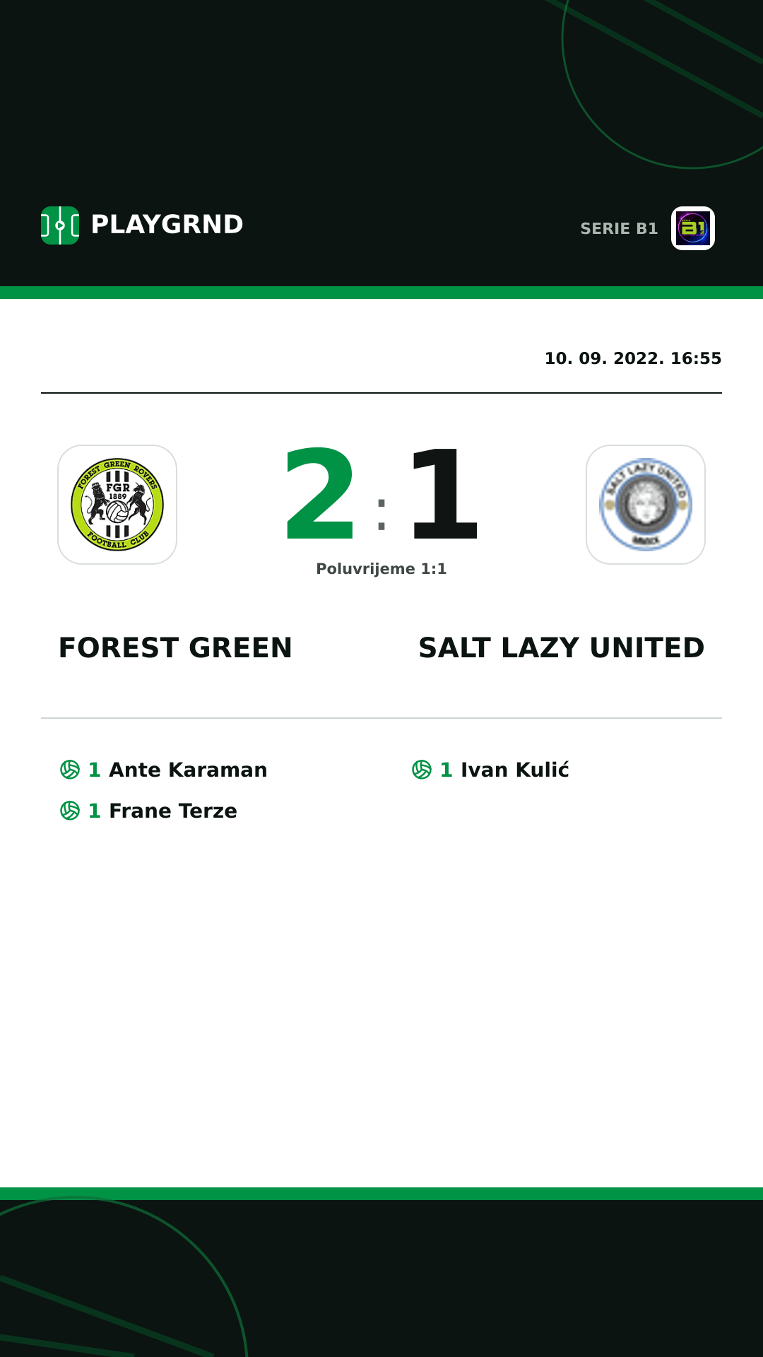 Instagram slika: Forest Green 2:1 Salt Lazy United