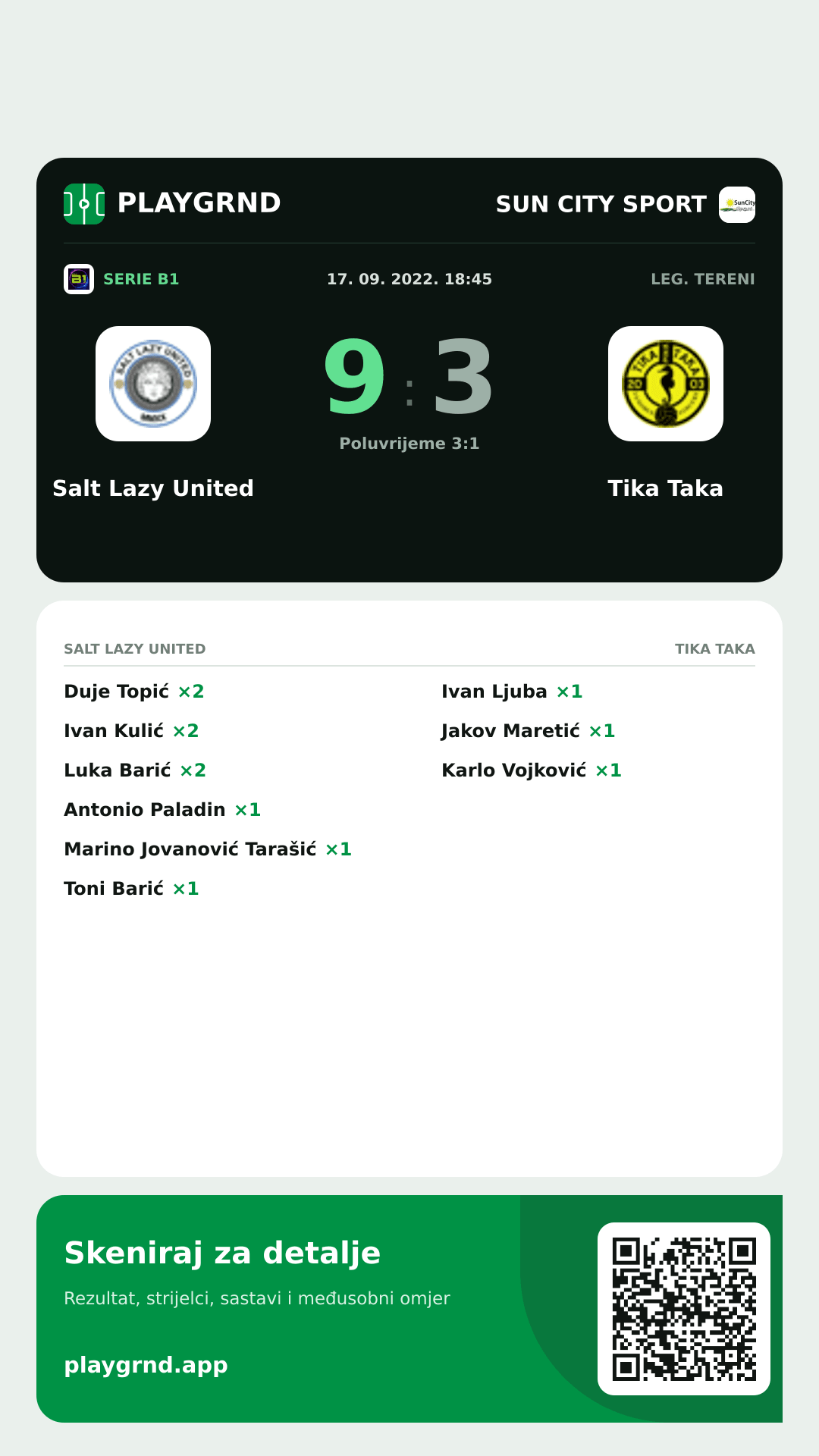 Story slika: Salt Lazy United 9:3 Tika Taka