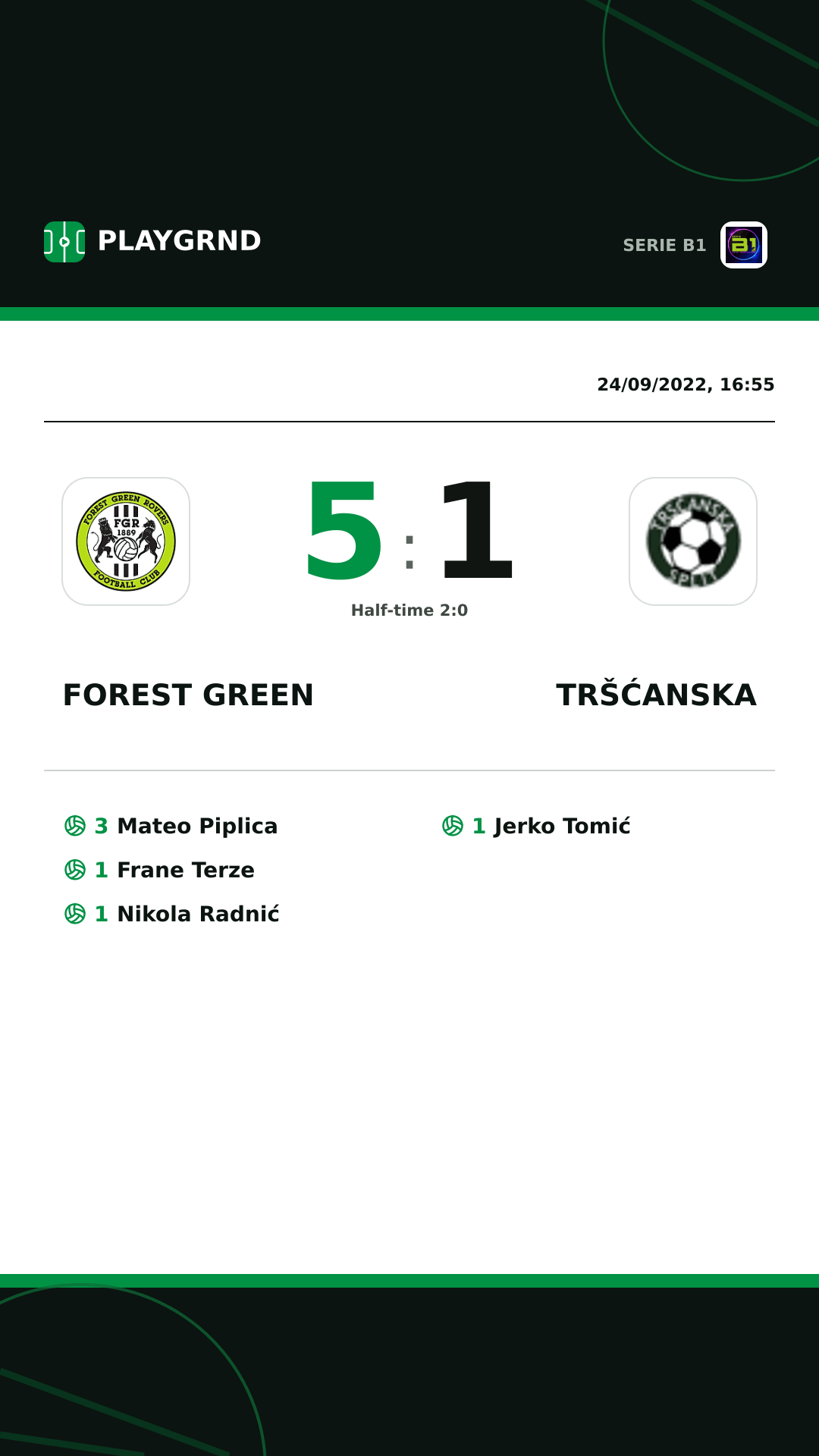 Instagram artwork: Forest Green 5:1 Tršćanska