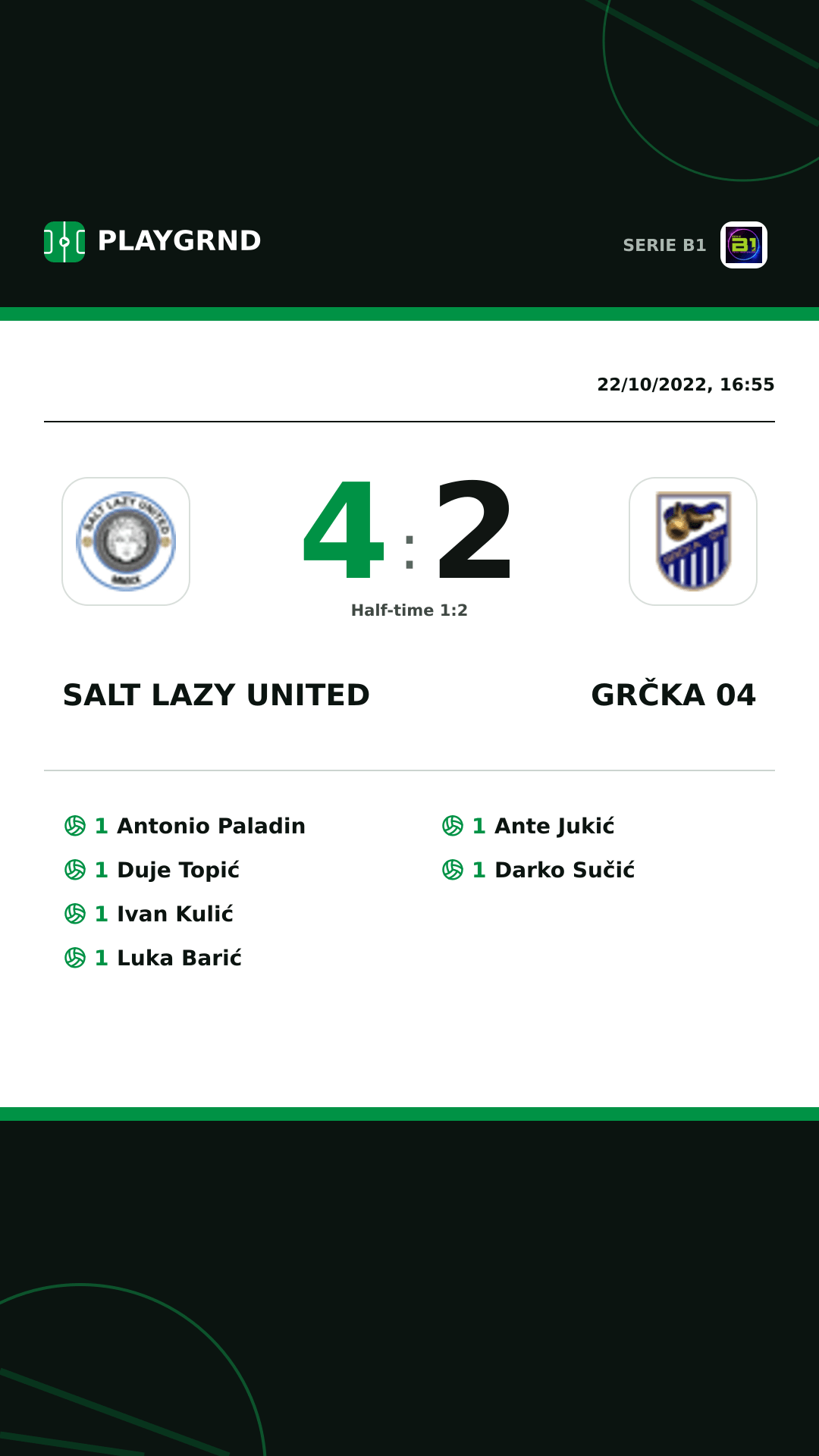 Instagram artwork: Salt Lazy United 4:2 Grčka 04