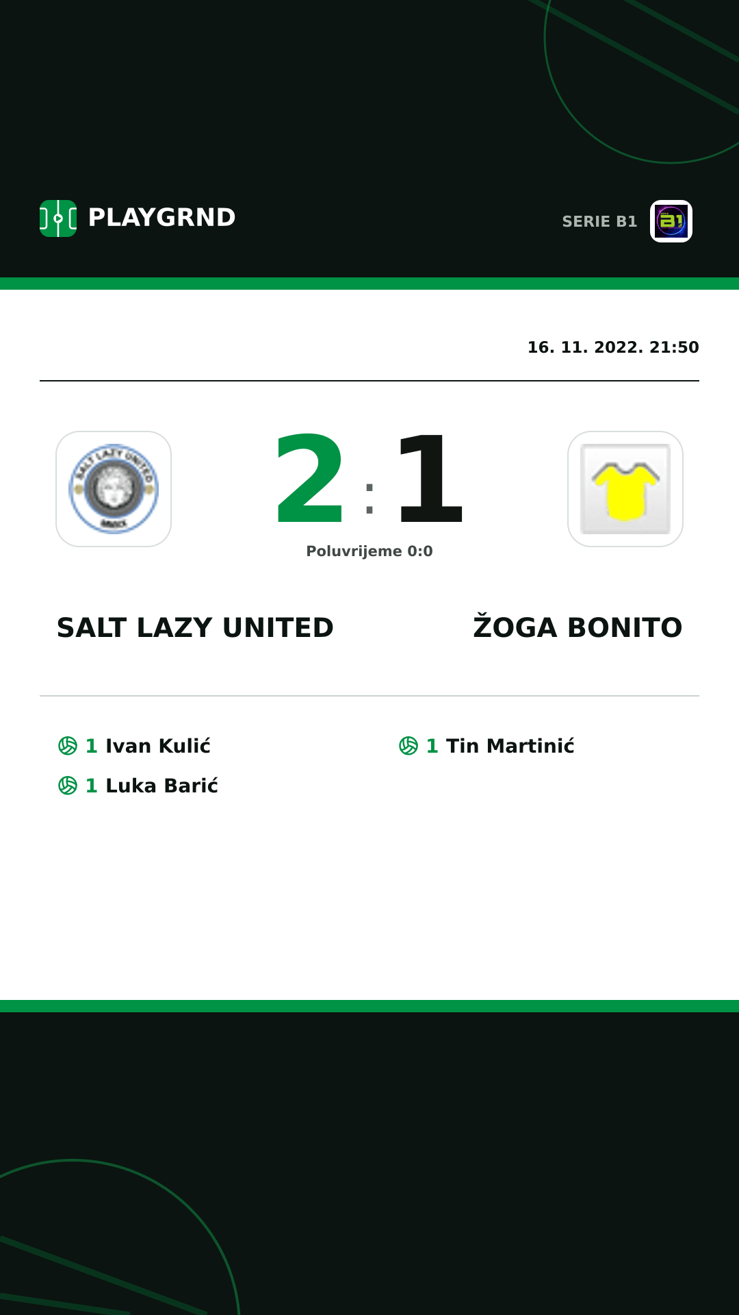 Instagram slika: Salt Lazy United 2:1 Žoga Bonito