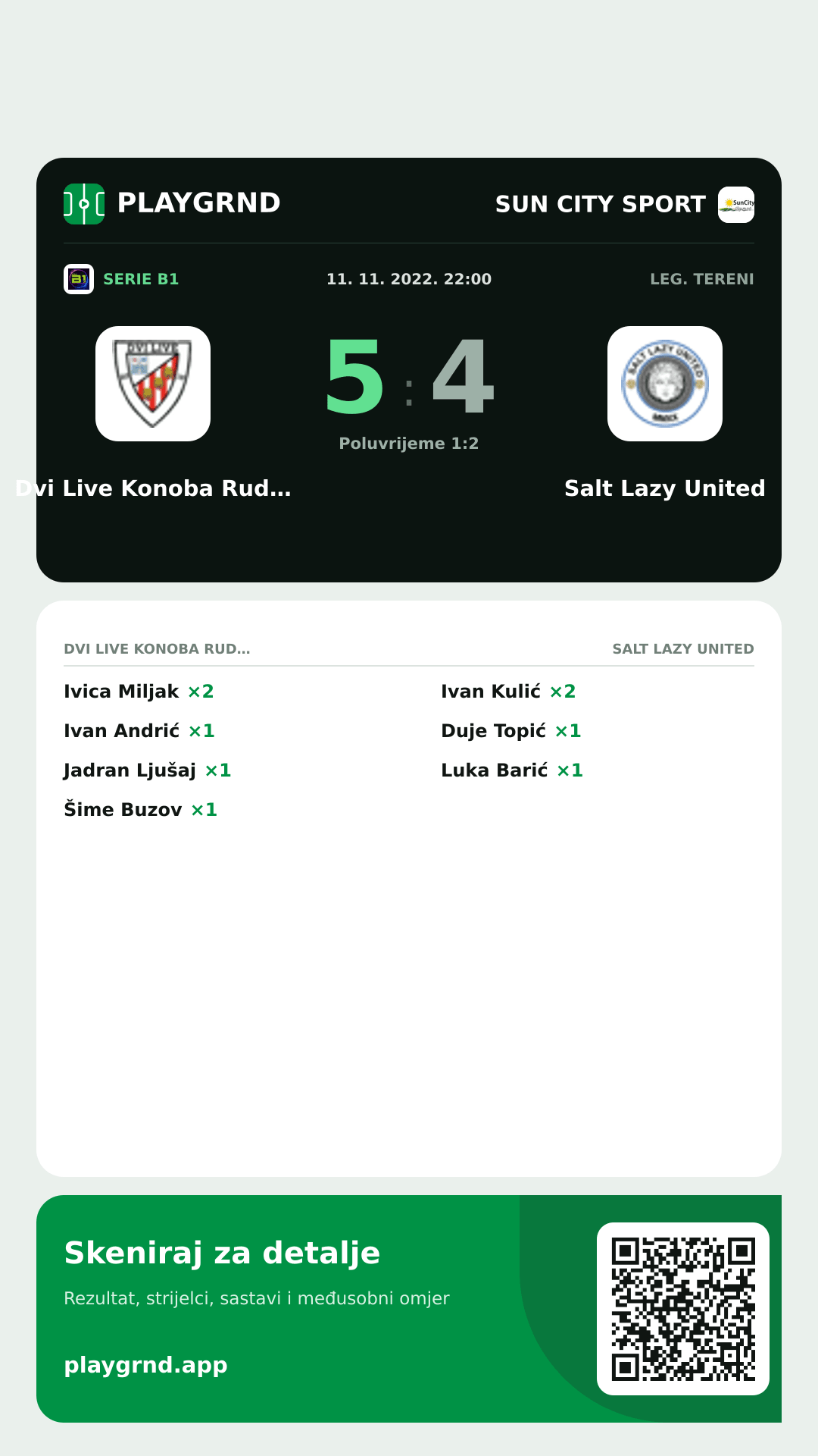 Story slika: Dvi Live Konoba Rudine 5:4 Salt Lazy United
