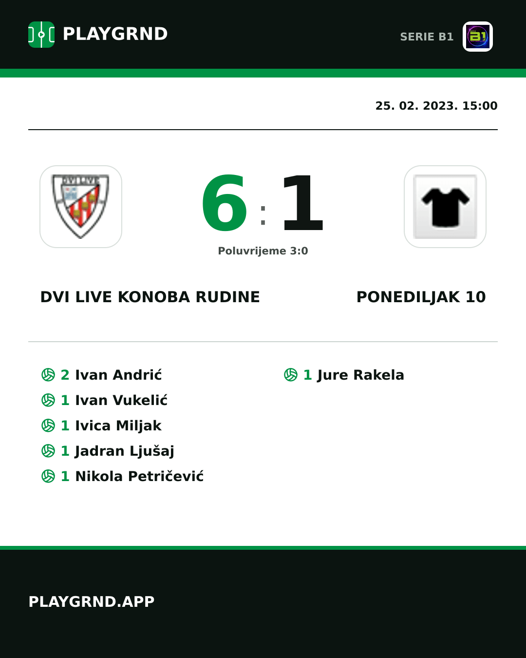 Instagram slika: Dvi Live Konoba Rudine 6:1 Ponediljak 10