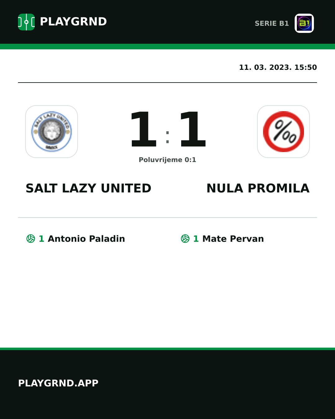 Instagram slika: Salt Lazy United 1:1 Nula Promila