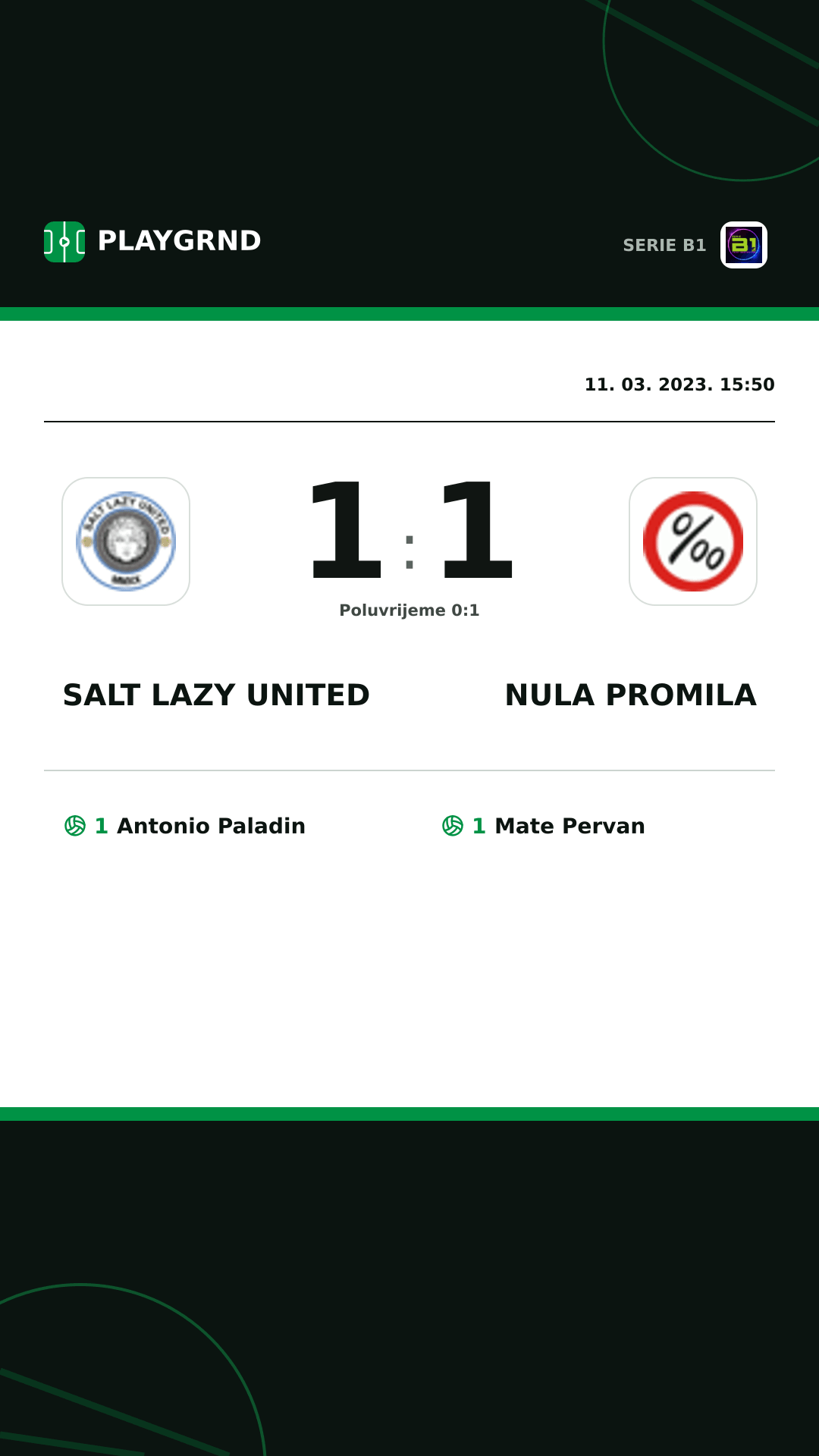 Instagram slika: Salt Lazy United 1:1 Nula Promila