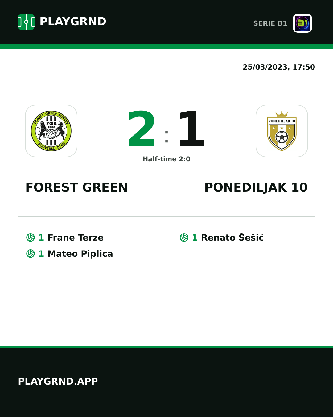 Instagram artwork: Forest Green 2:1 Ponediljak 10