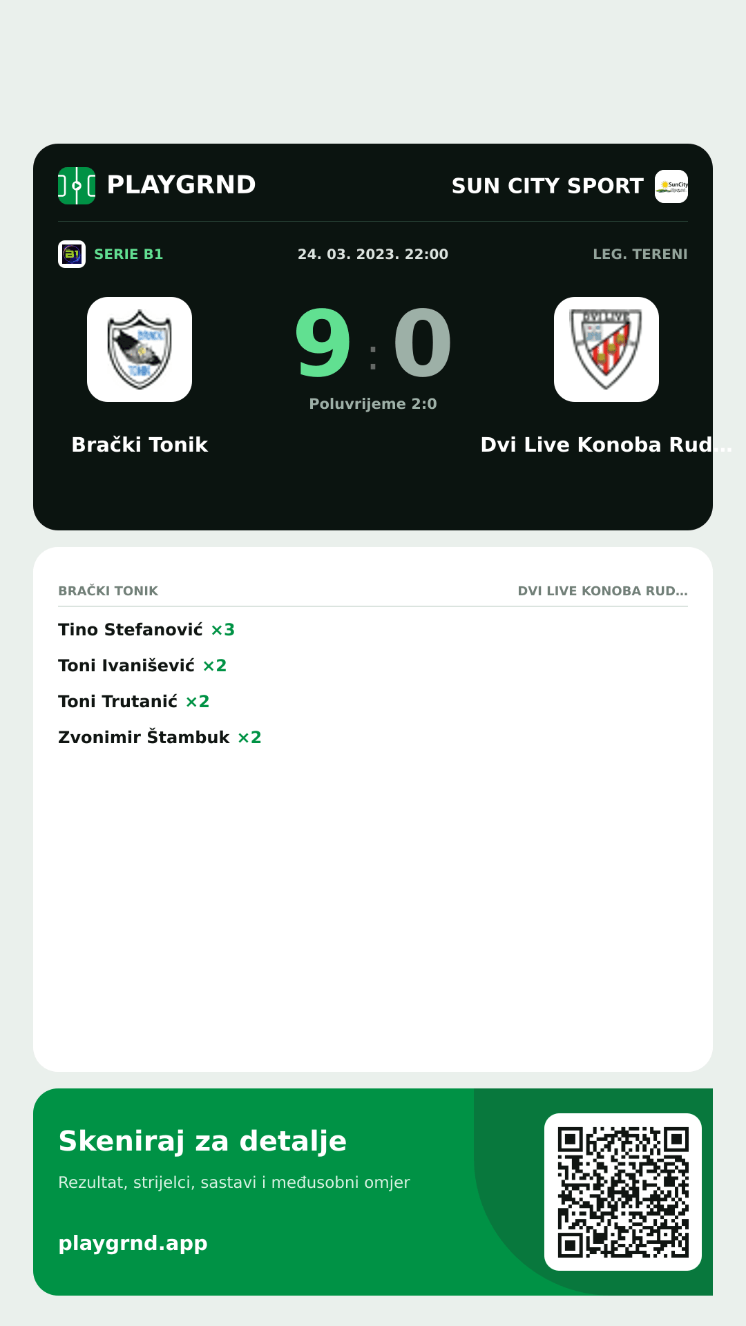 Story slika: Brački Tonik 9:0 Dvi Live Konoba Rudine