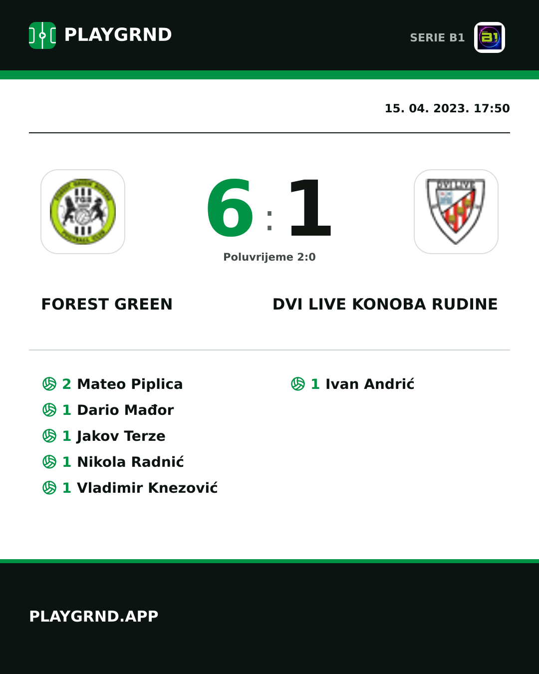 Instagram slika: Forest Green 6:1 Dvi Live Konoba Rudine