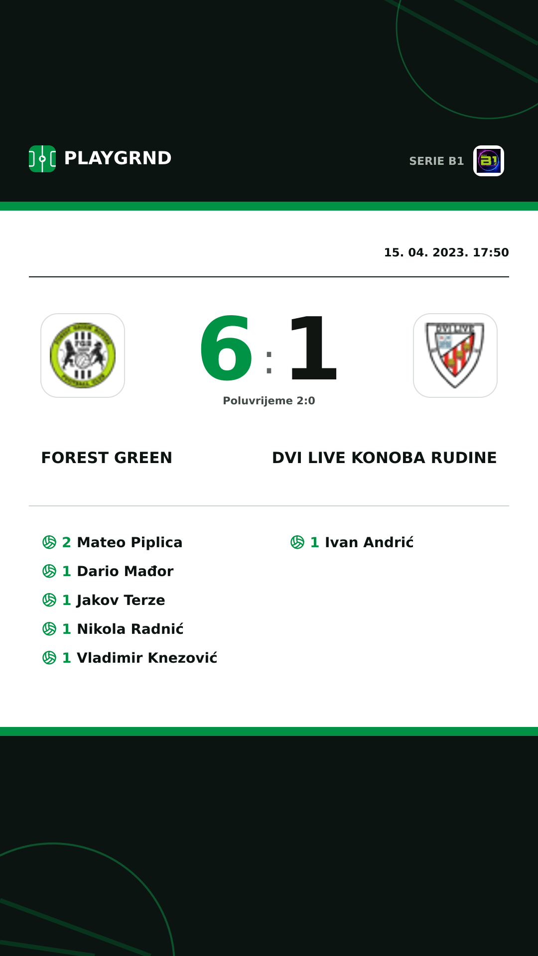 Instagram slika: Forest Green 6:1 Dvi Live Konoba Rudine