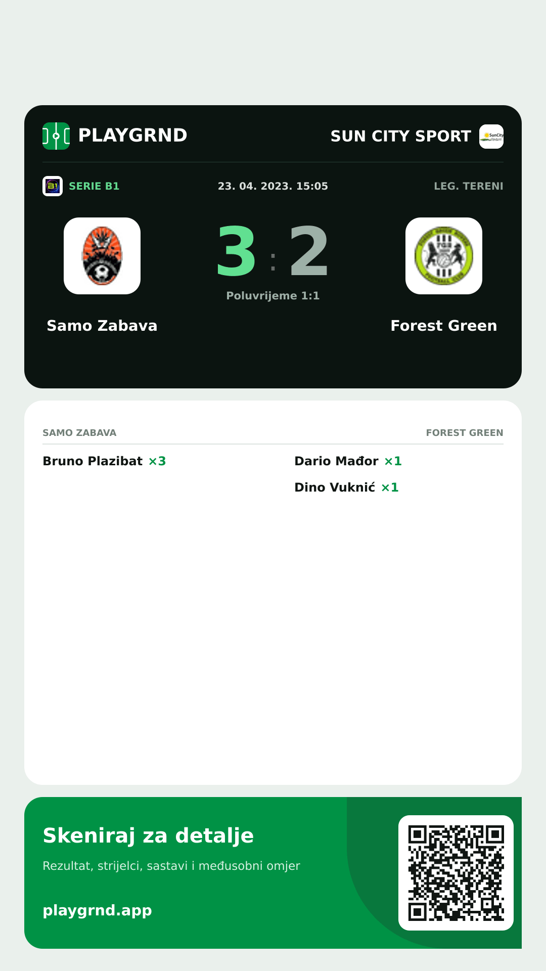 Story slika: Samo Zabava 3:2 Forest Green