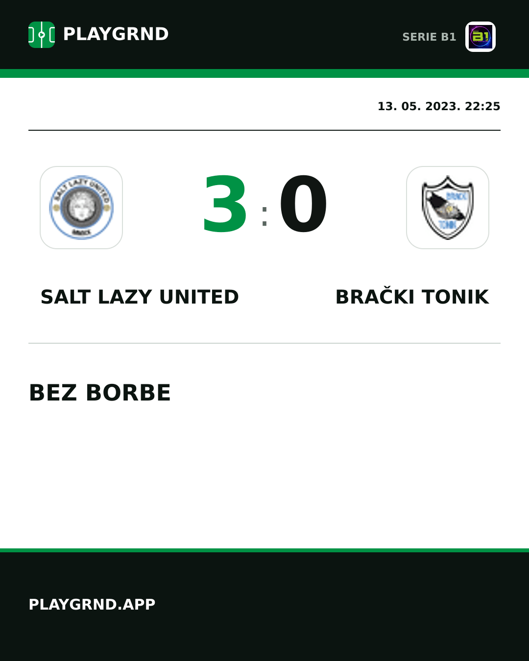 Instagram slika: Salt Lazy United 3:0 Brački Tonik
