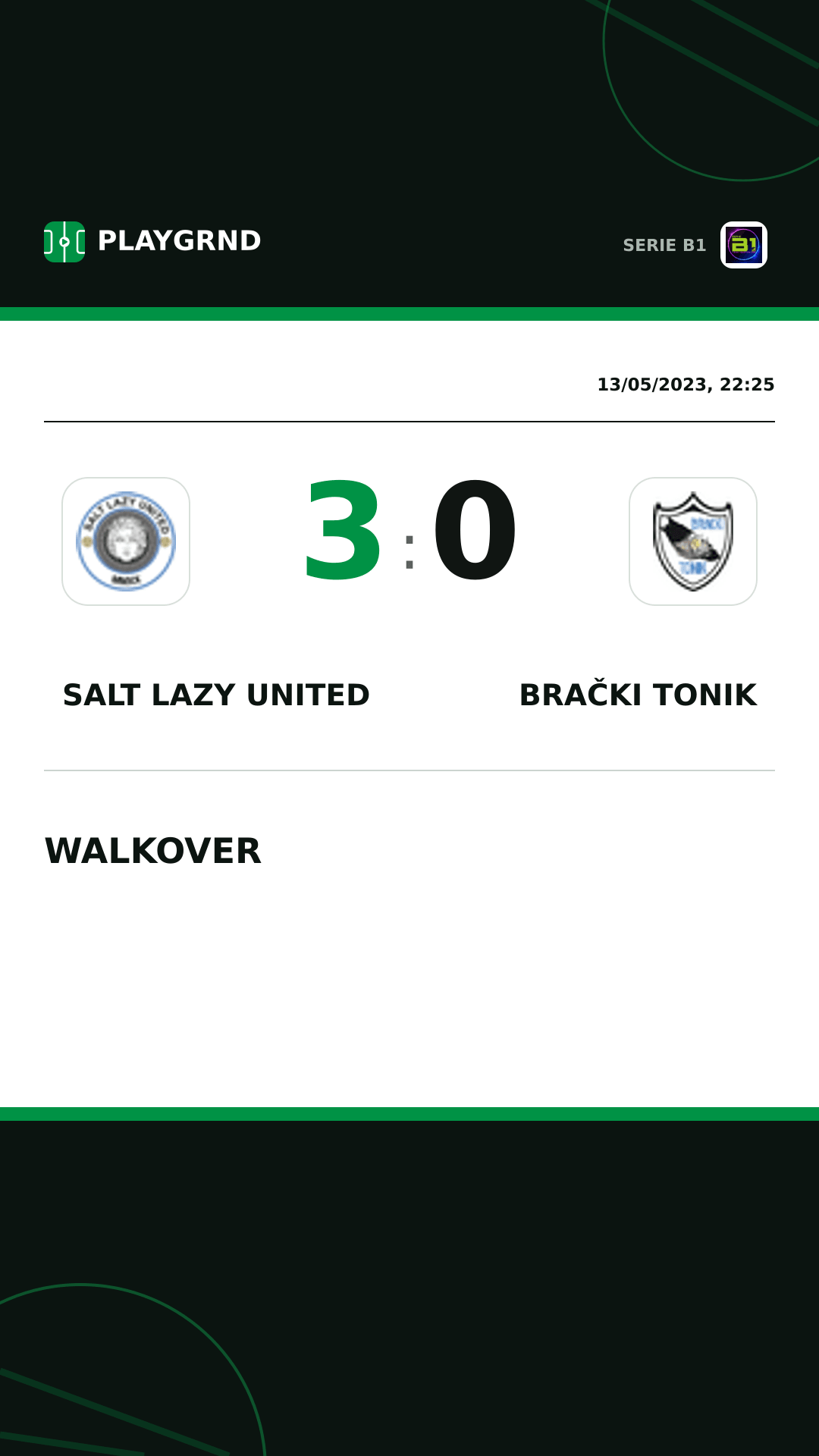 Instagram artwork: Salt Lazy United 3:0 Brački Tonik